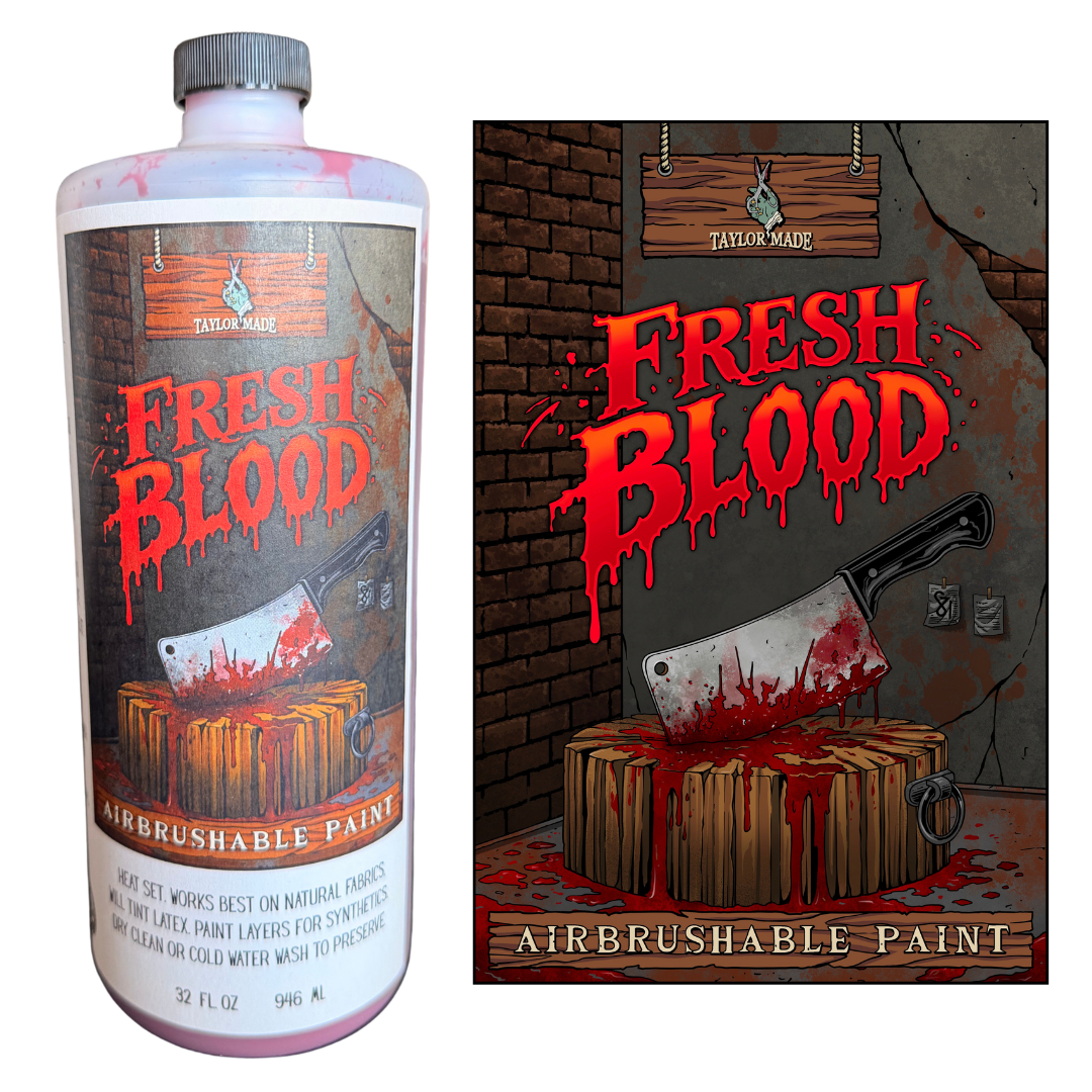32 oz airbrushable textile paint in "Fresh Blood" color