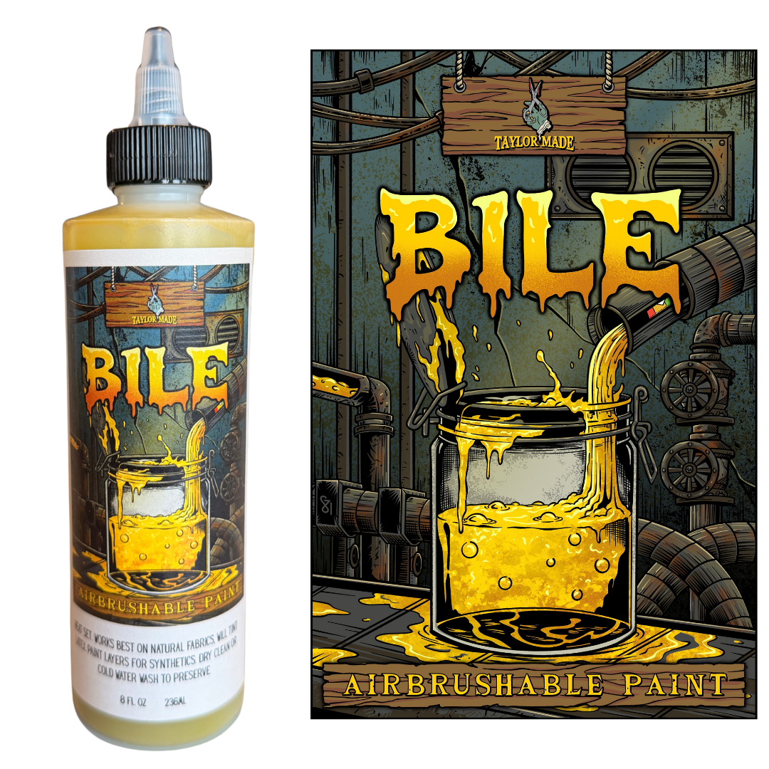 8oz airbrushable textile paint in "Bile"