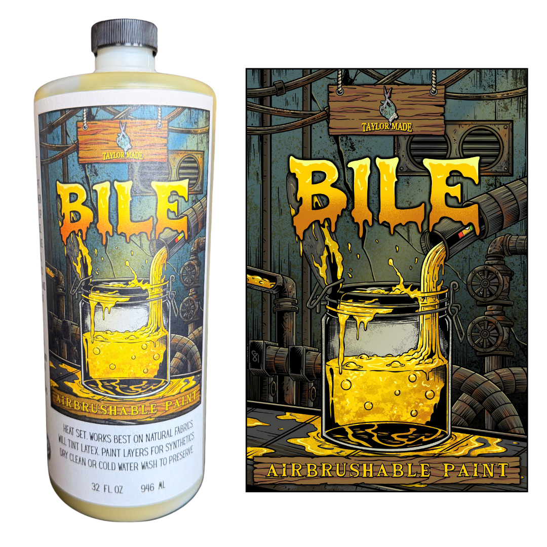 32 oz airbrushable textile paint in "Bile" color