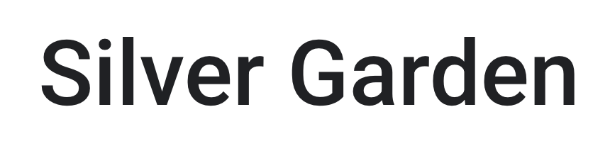 Text that reads 'Silver Garden' in black font on a white background.