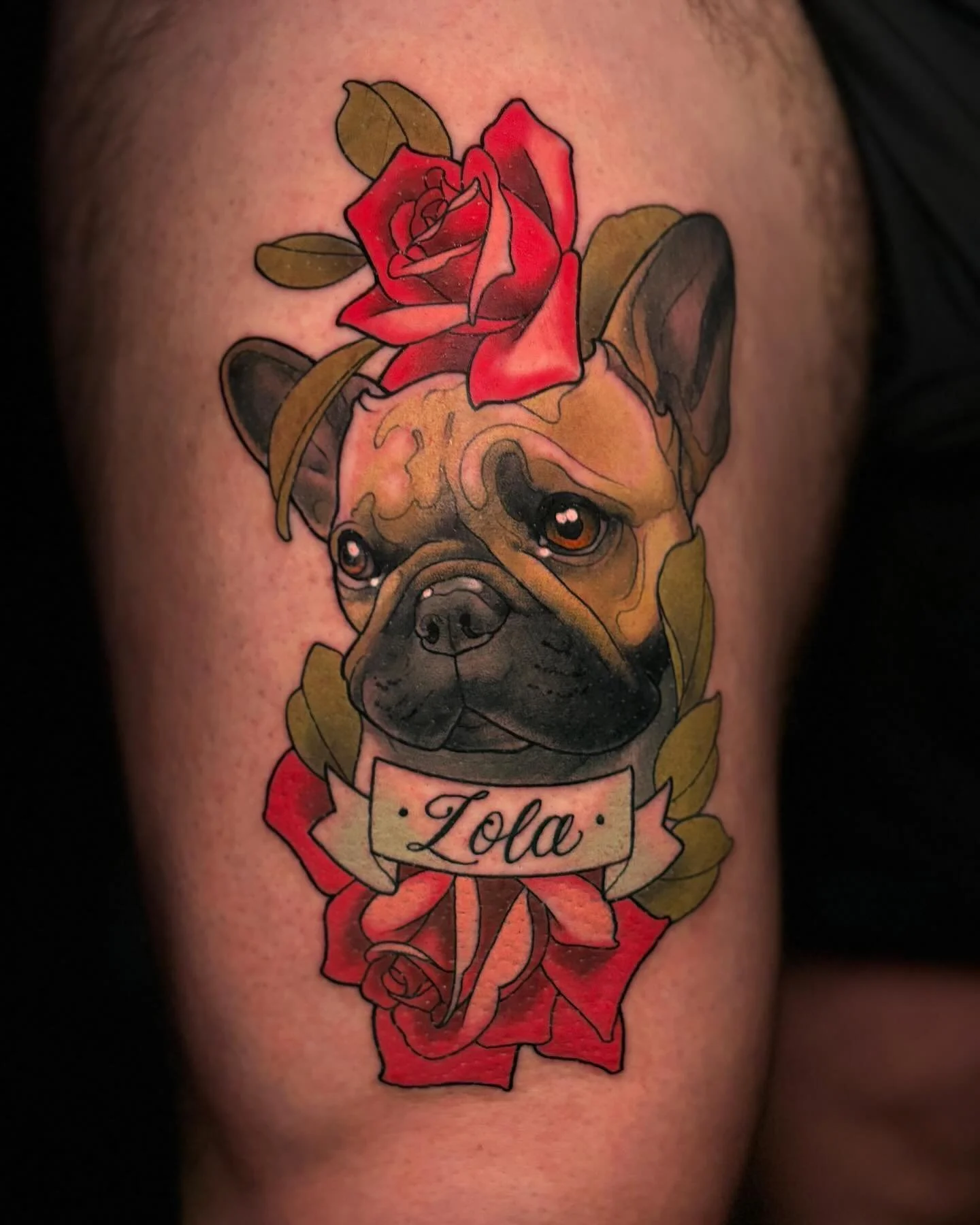For one of my lovely Bingley friends @jaredtee ❤️
Both our dogs are called Lola and it had to happen! Thanks for all the funny nights out and laughs at Cando, your dancing will always be a top ten memory 😂🍻

Tattooed at my Leeds home @easy_tiger_ta