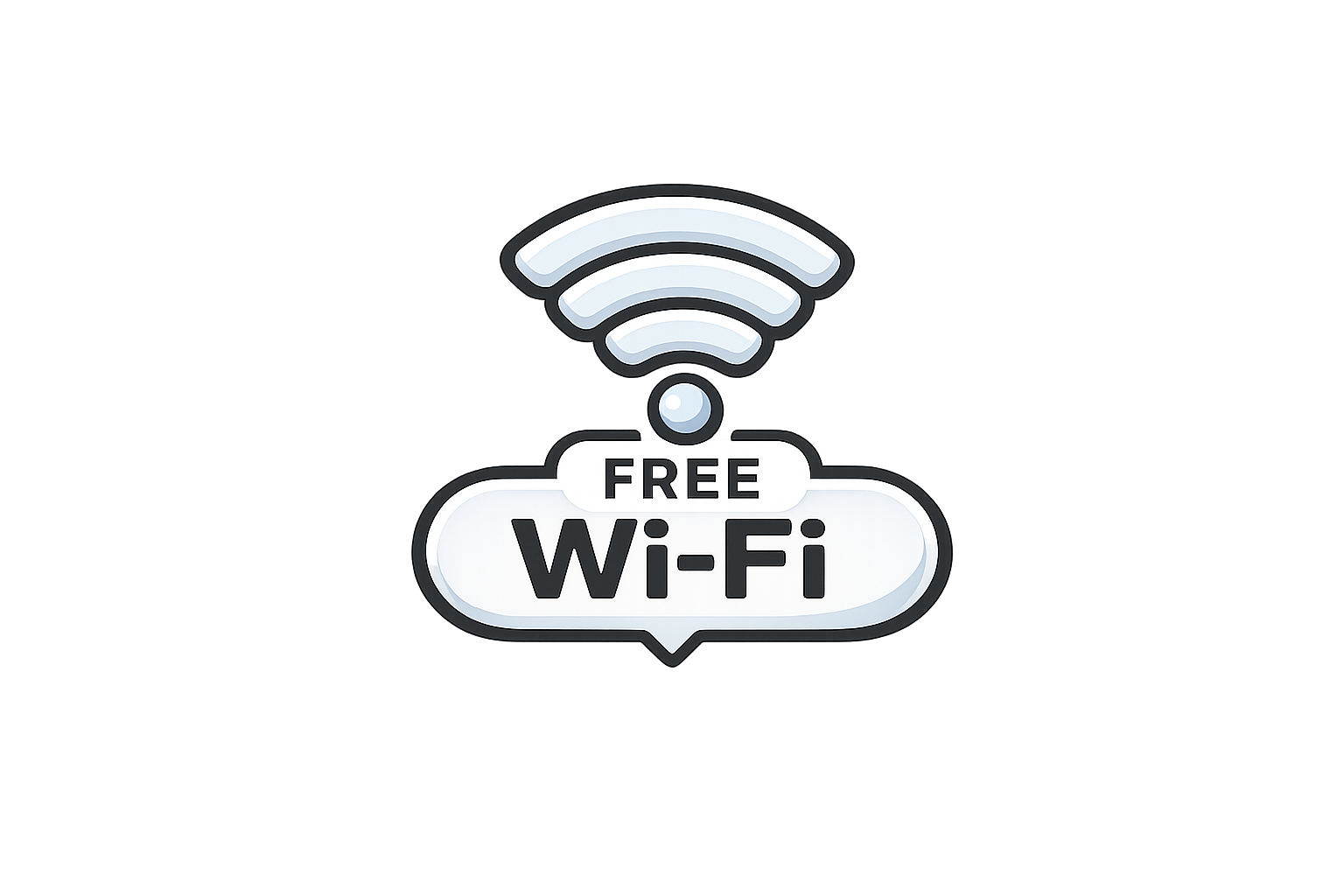 Sign with a Wi-Fi symbol and the words "FREE Wi-Fi" indicating open wireless internet access.