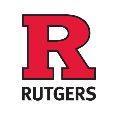 The Rutgers University logo featuring a large red letter R and the word RUTGERS below in black.