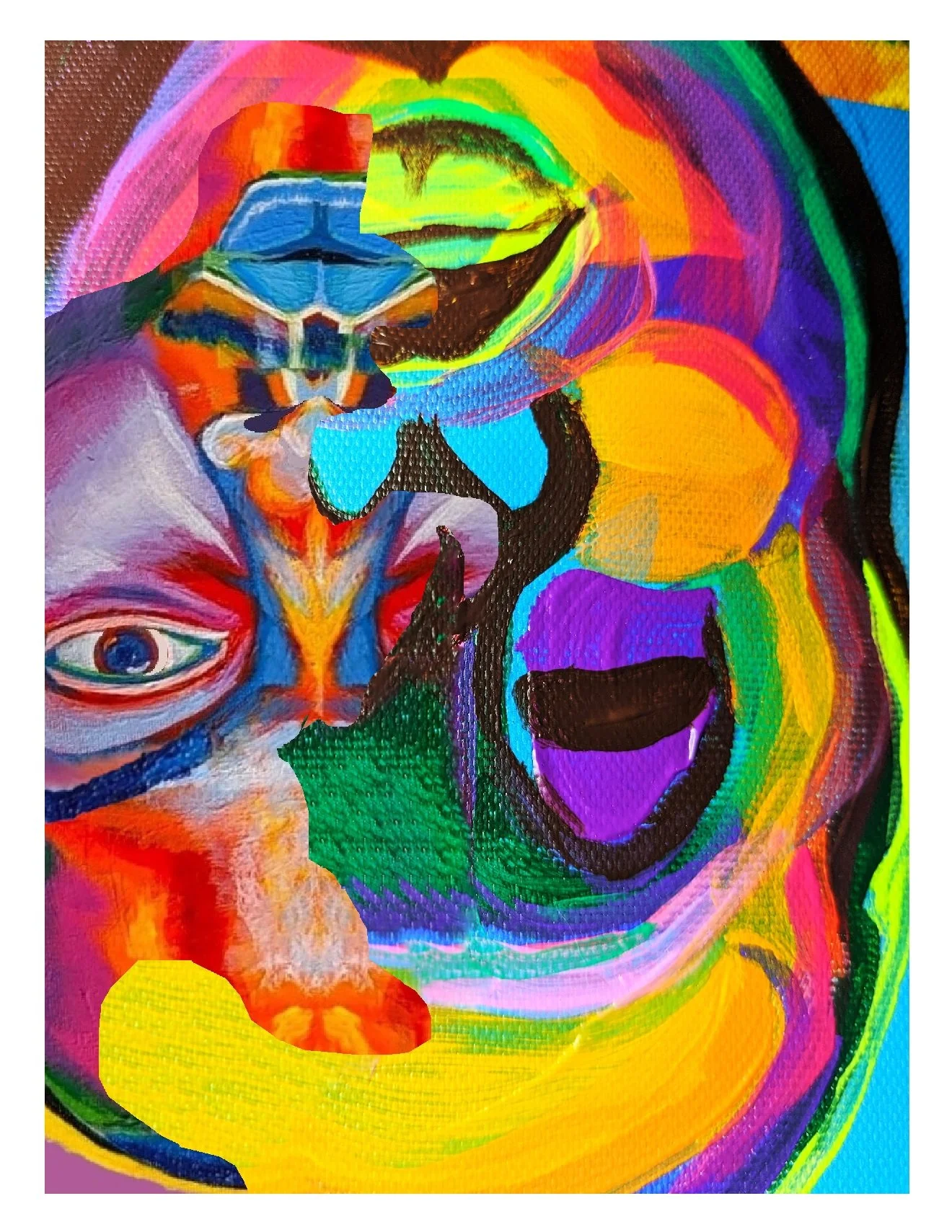 " Seasons On the Brain "     Medium: Acrylic paint & graphic design     50"W X 64.42"H