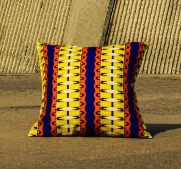 " Down the River " Single Pillow Cover (yellow and blue)