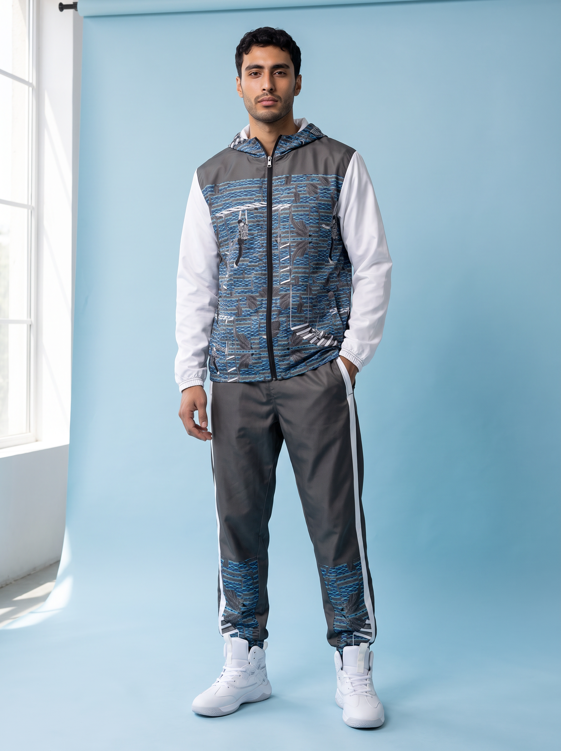" Recess " Men’s windbreaker (blue & white)
