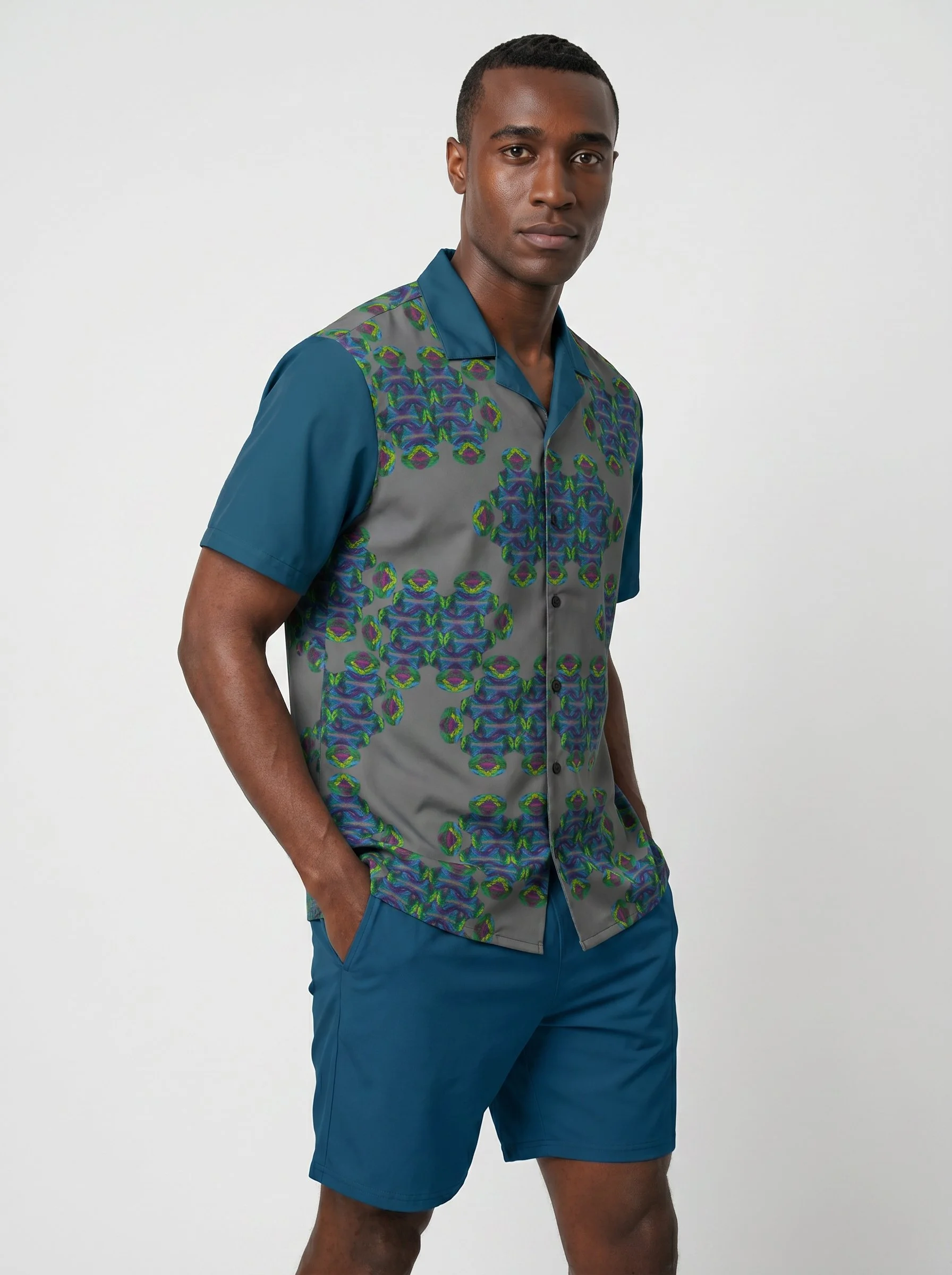 " Fins " Men's Loungewear Button Shirt