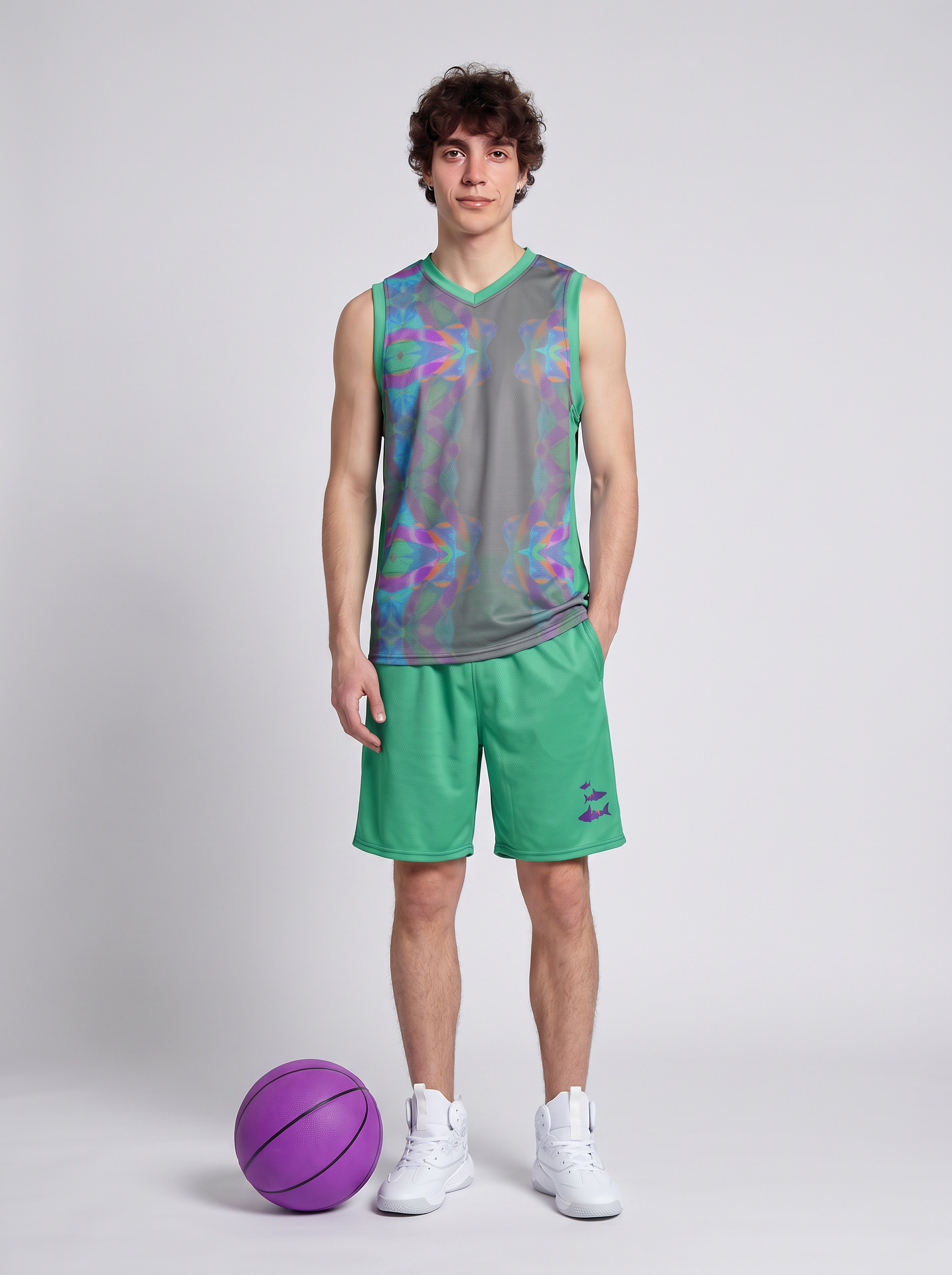 " Under the Sea "  Men's basketball jersey (grey, blue & green)