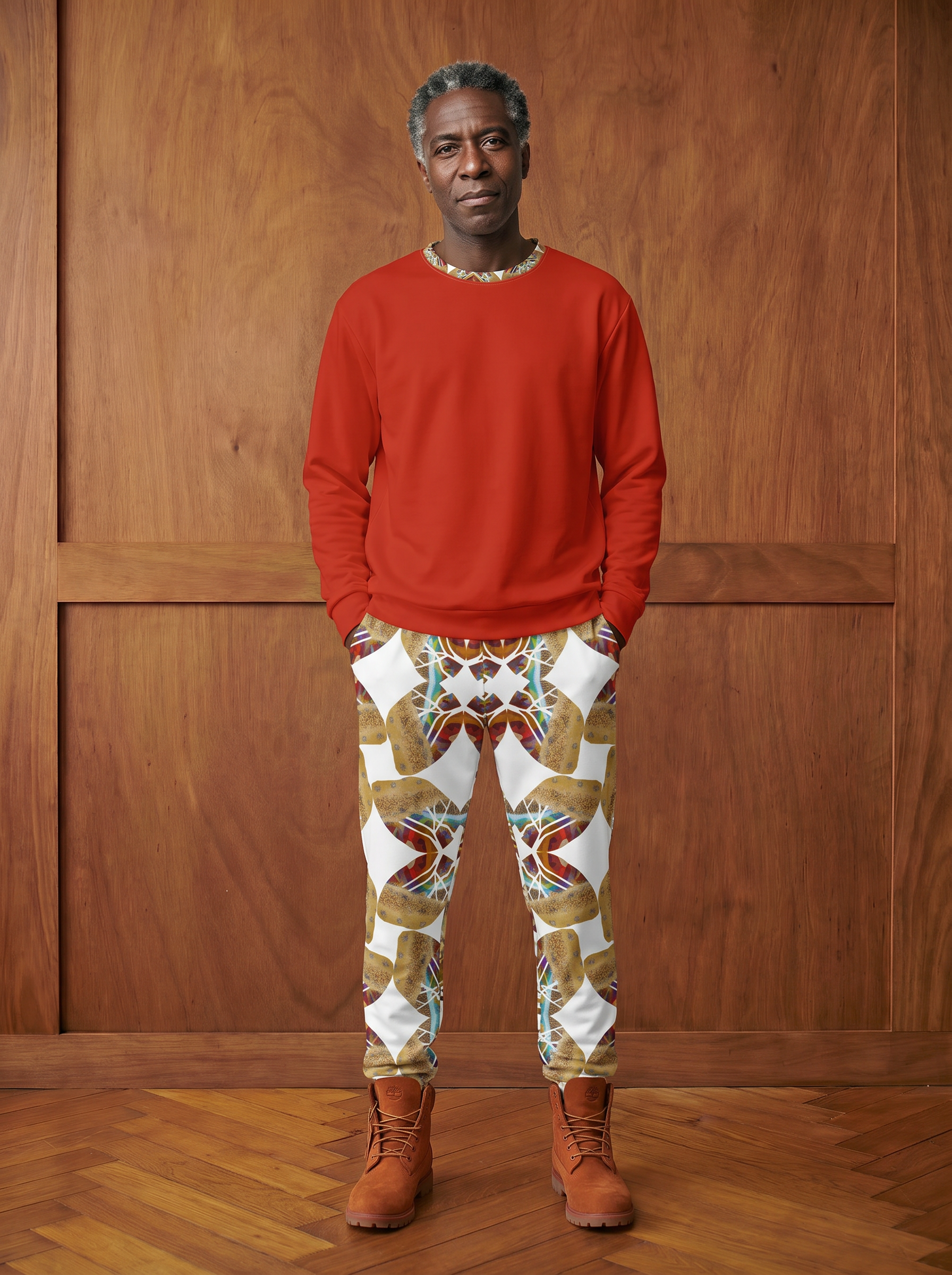 " Golden Forest pt1 "  Men's Sweatshirt (white, gold, red,)