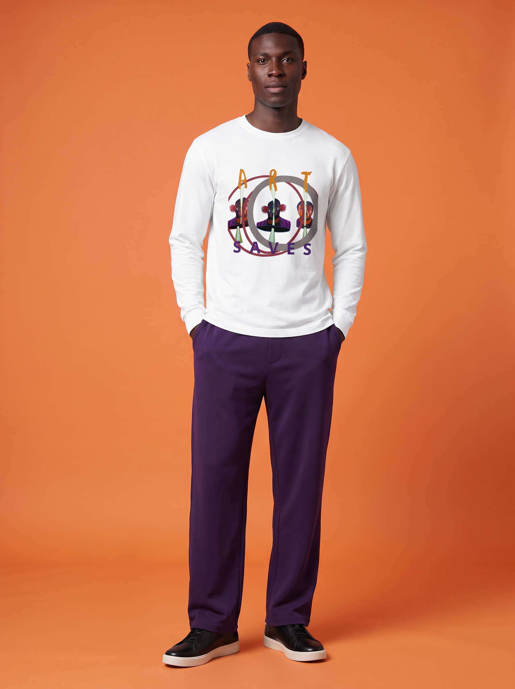 " Art Saves " Men’s Long Sleeve Shirt (graphic white)