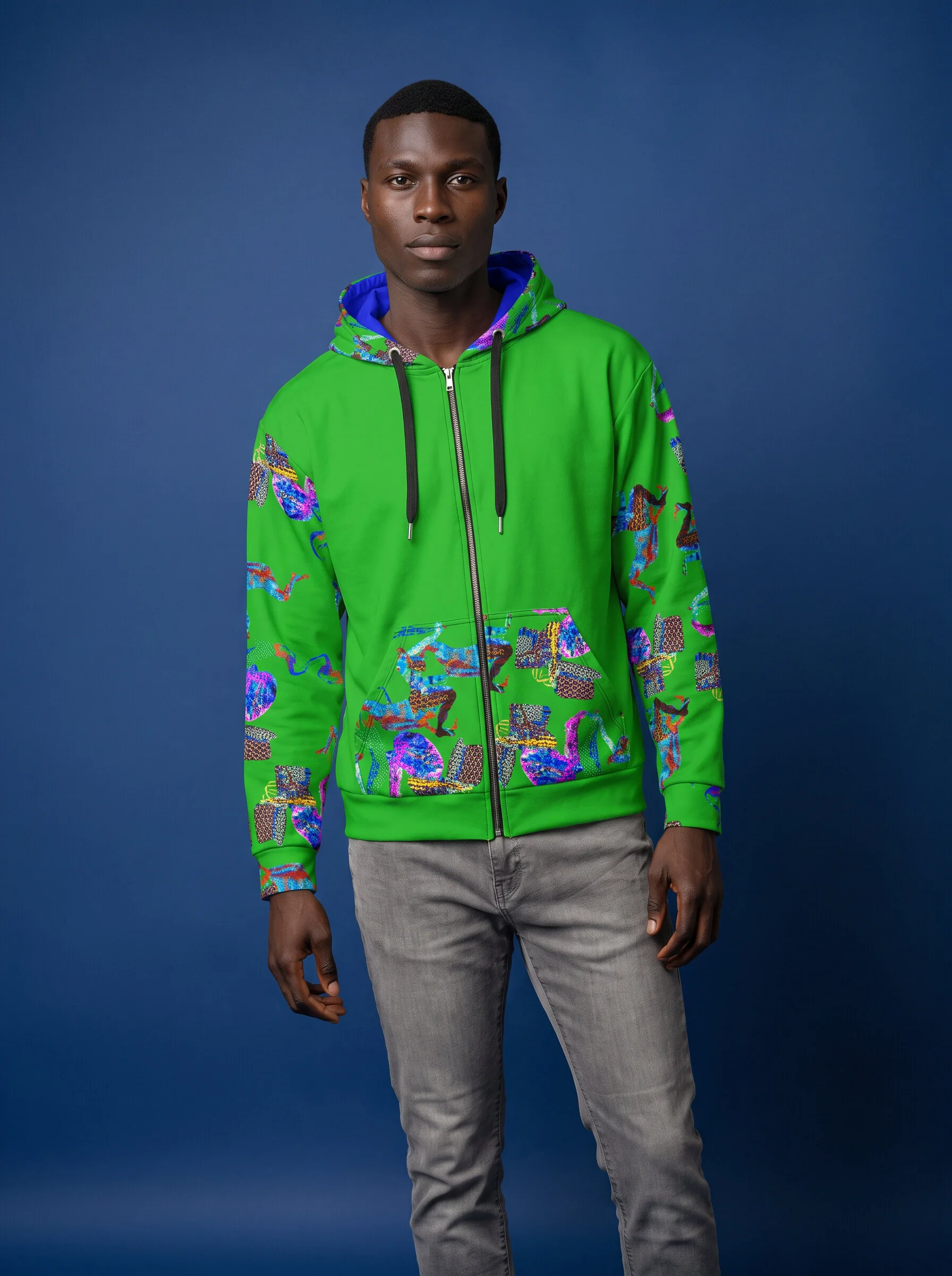 " Flavor Green " Men's zip hoodie