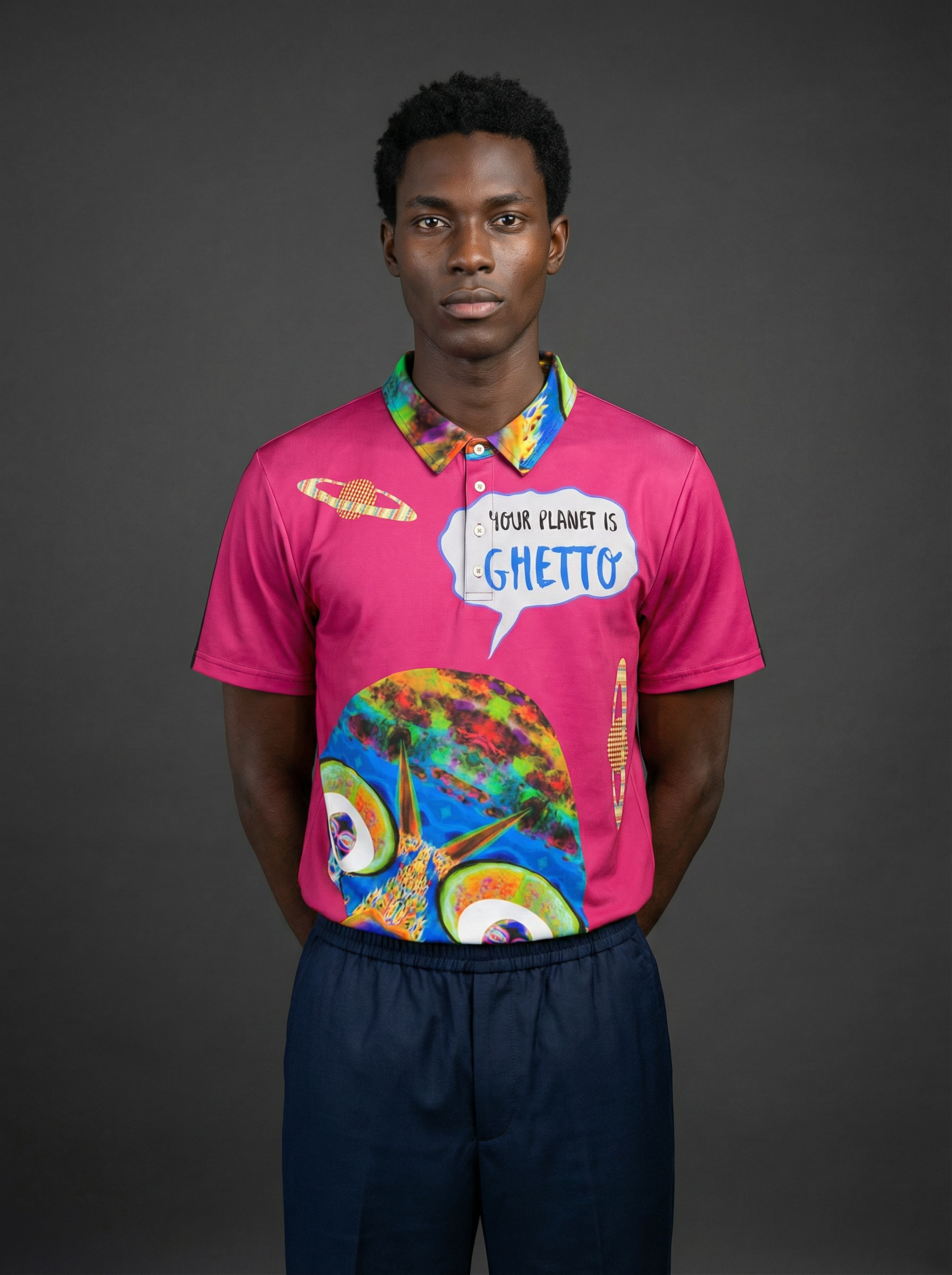 " Your planet is ghetto " Men’s slim fit polo