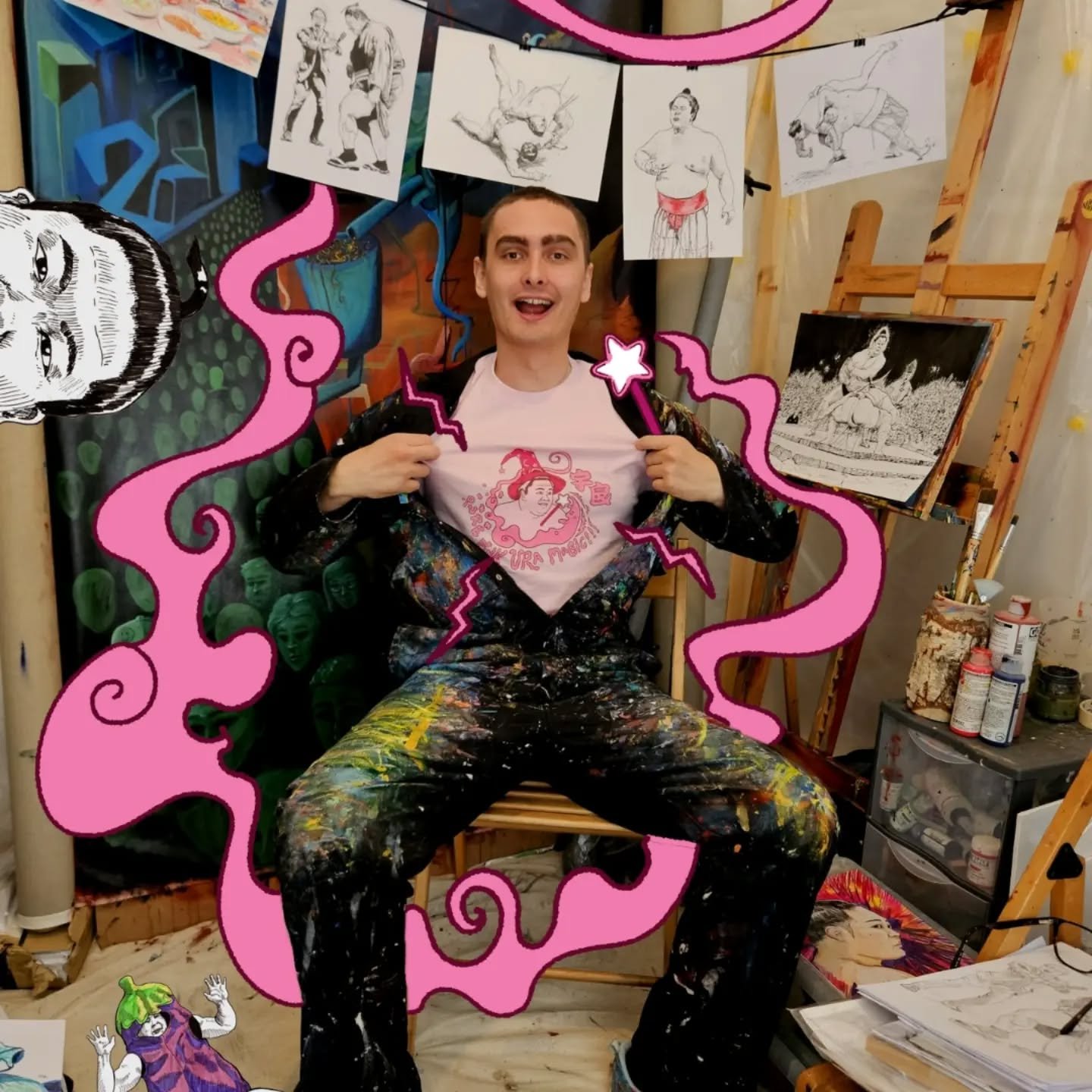 Straight from the studio of the man who made the magic. 🎨🩷 Szymon Kwinto and his Ura Magic &mdash; pure pink chaos, and we love every bit of it. 

Cheekysumo.com

#sumo #uramagic #indieartist #illustration #cheekysumo

Love his work? Visit his shop