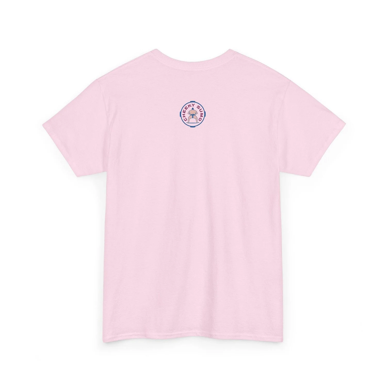 back of pink sumo is for everybody tee featuring cheeky sumo logo at top