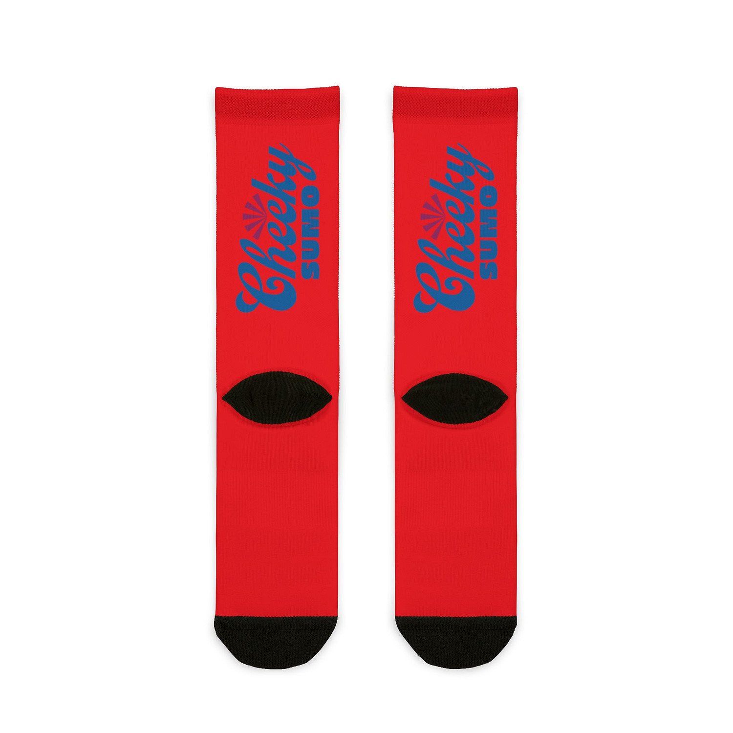 red yokozuna pop sumo socks with cheeky sumo logo down the back