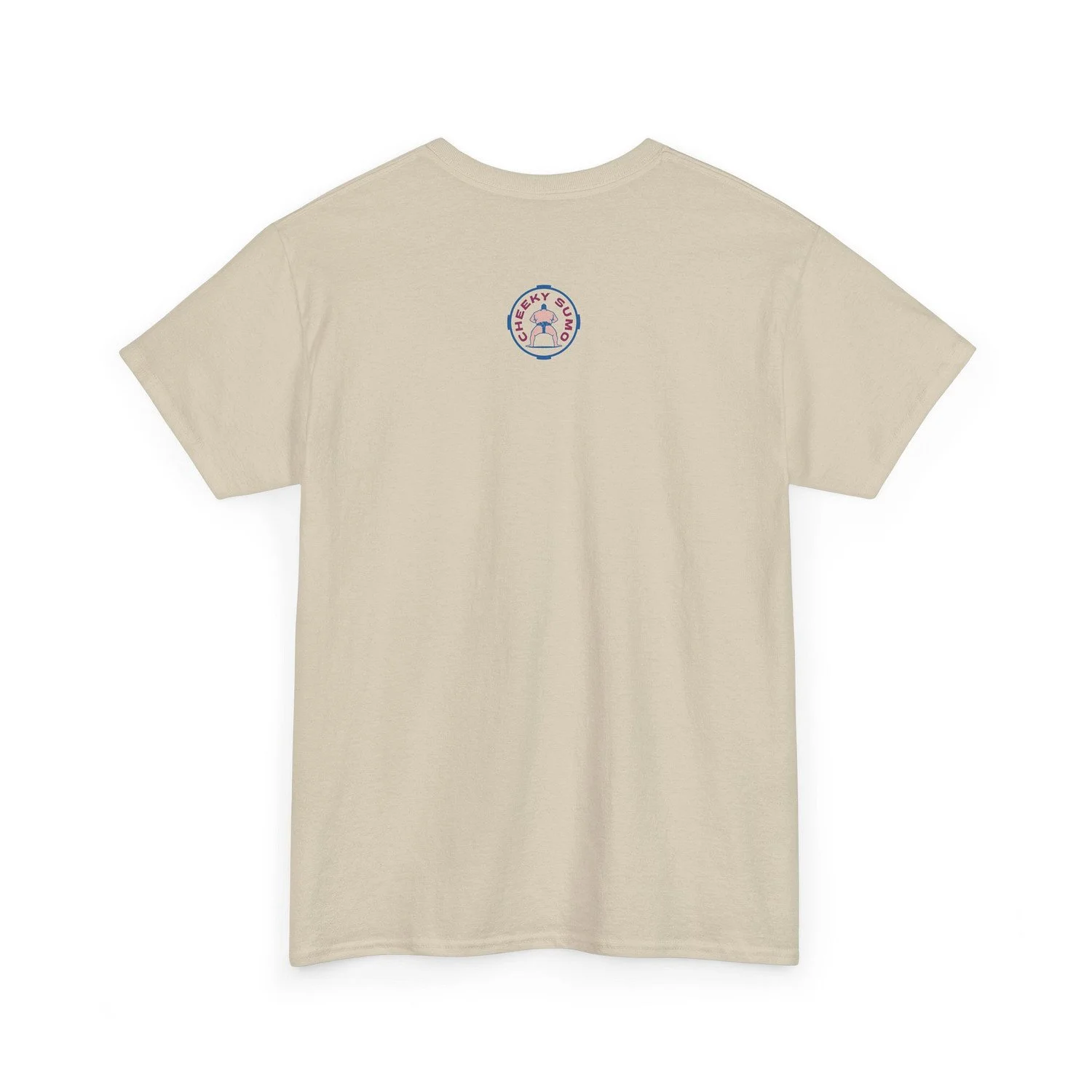 back of sand sumo is for everybody tee featuring cheeky sumo logo at top