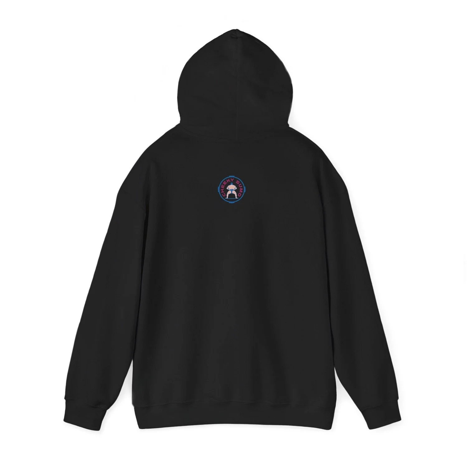 Back of black Aonishiki hoodie featuring Cheeky Sumo logo