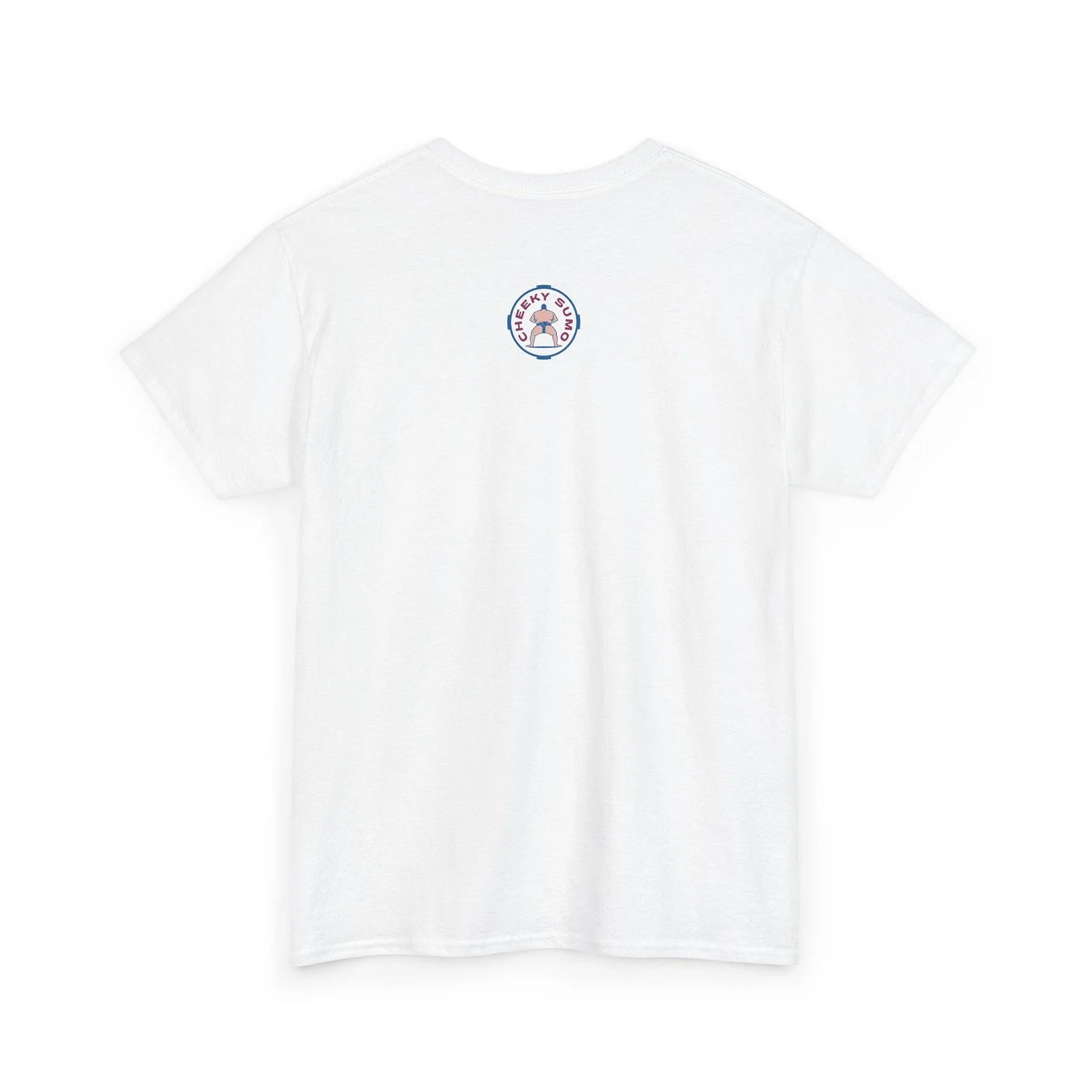 back of white sumo is for everybody tee featuring cheeky sumo logo at top