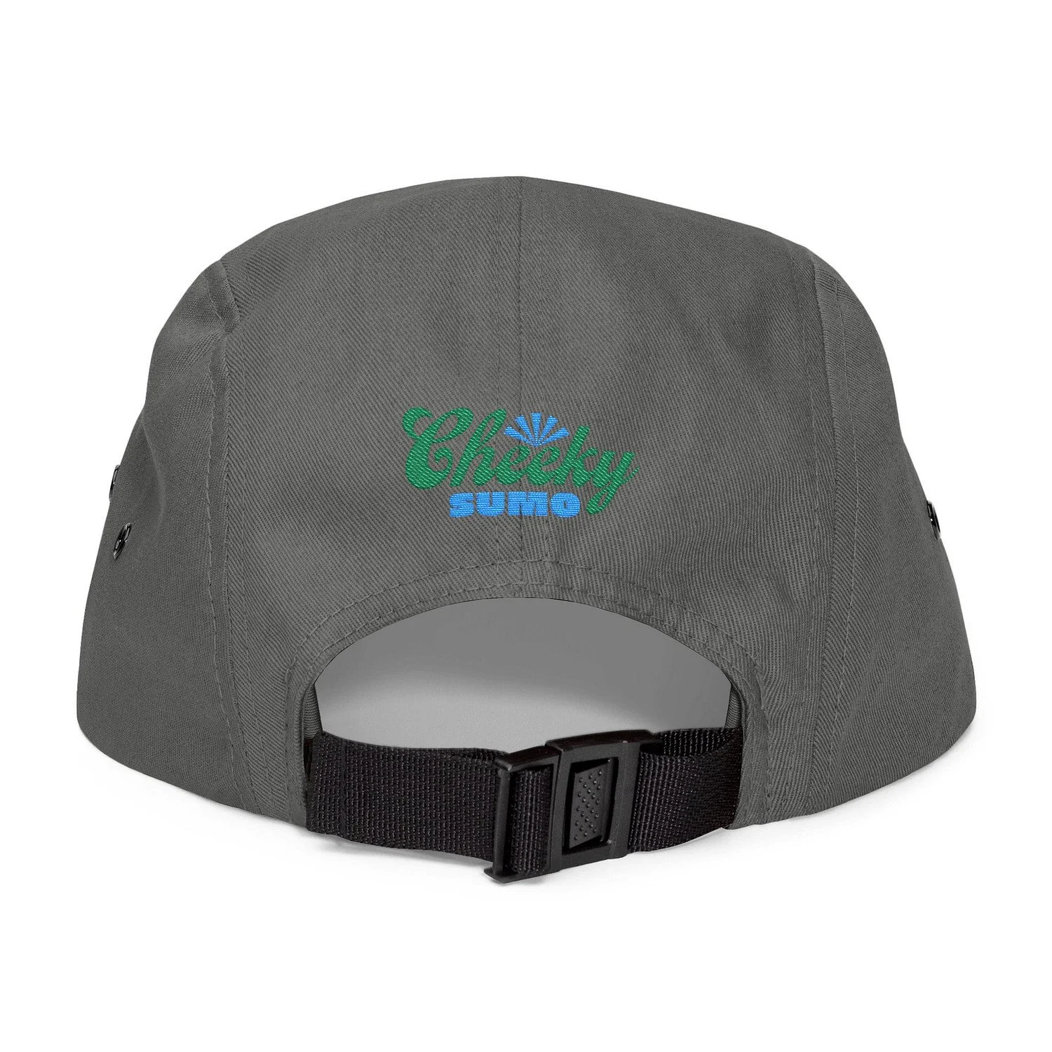 Back of grey sumo cap showing Cheeky Sumo logo