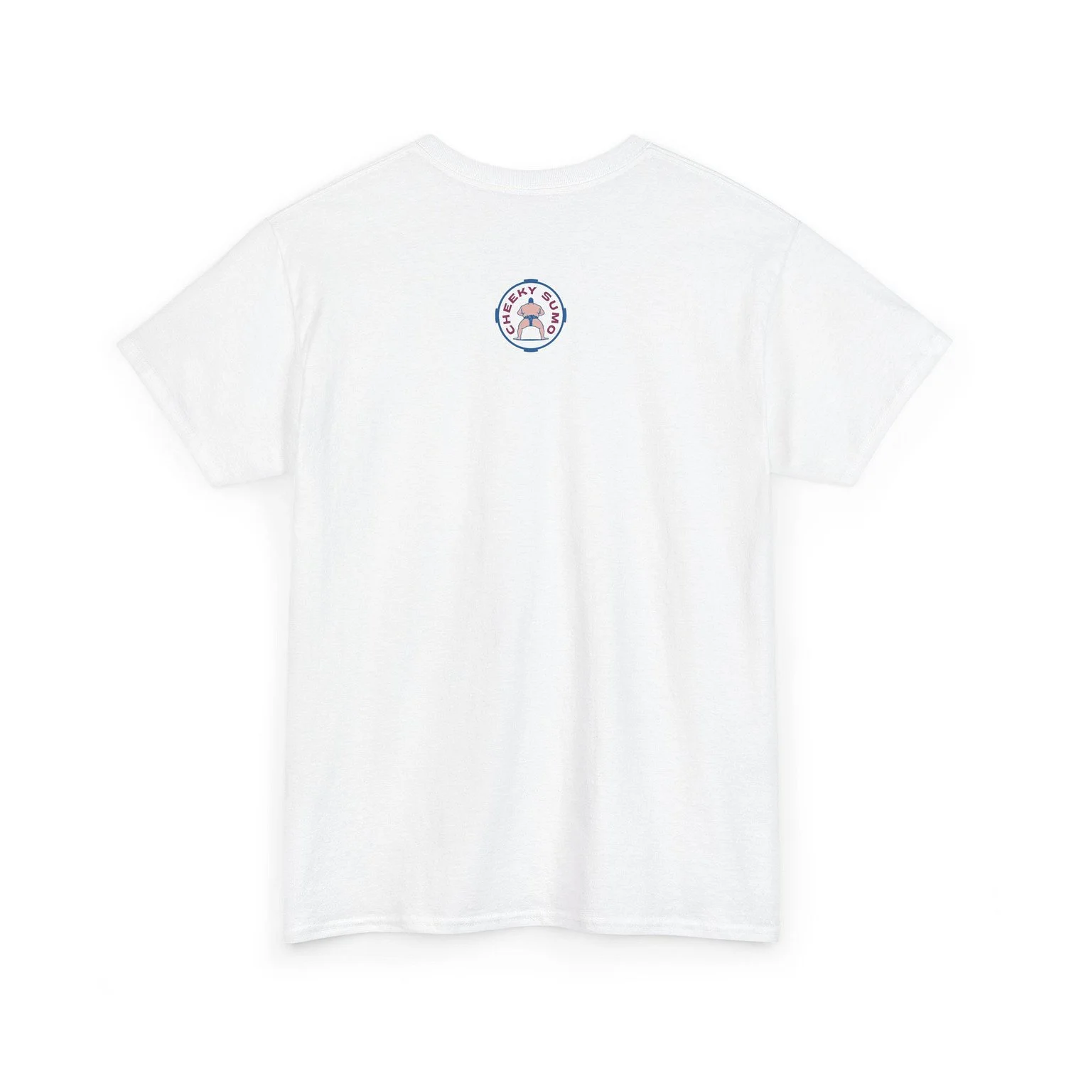back of white Pure Pink Ura Magic tshirt featuring Cheeky Sumo logo