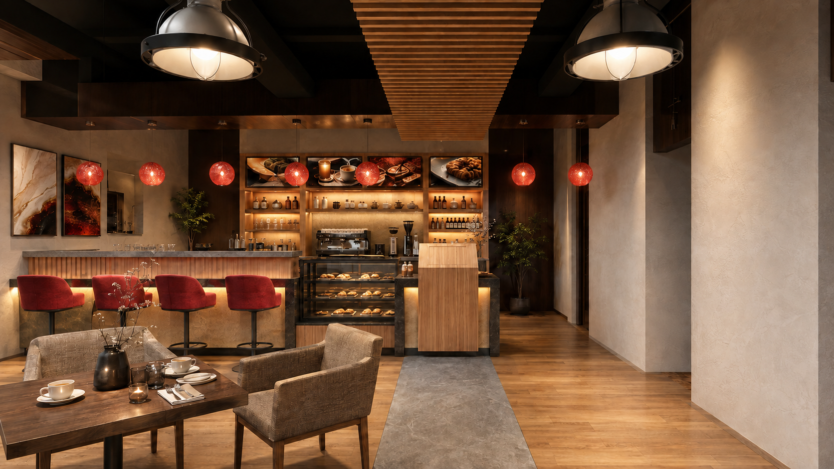 Seamless oak-clad cashier podium.png