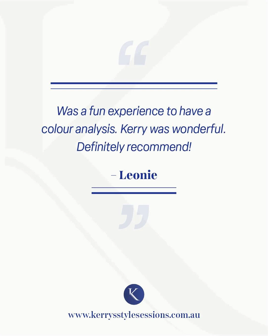 Every great transformation starts with clarity, and colour is a beautiful place to begin.

Have you booked your Colour Analysis yet?
Get all the details: www.kerrysstylesessions.com.au/colour-analysis

Call us to make a time! ☎️ 0493 448 228.

#Kerry