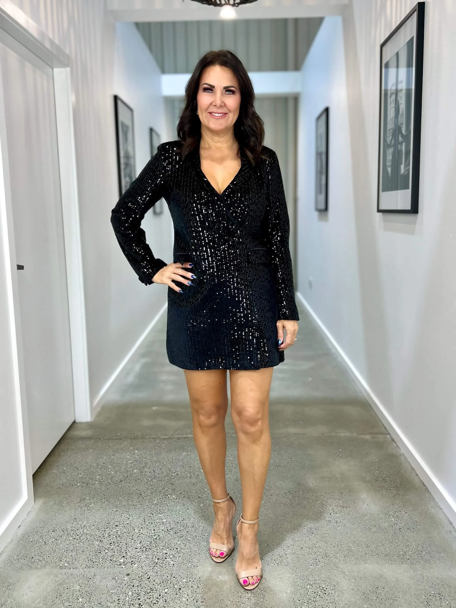Forever New Black Sequin Jacket Dress