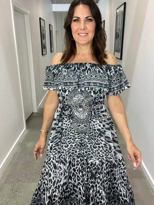 KSS-dress-hire-Kerry-Brownell-Hi-Lo-Maxi Dress-Leopard print-black-and-white-6.jpg