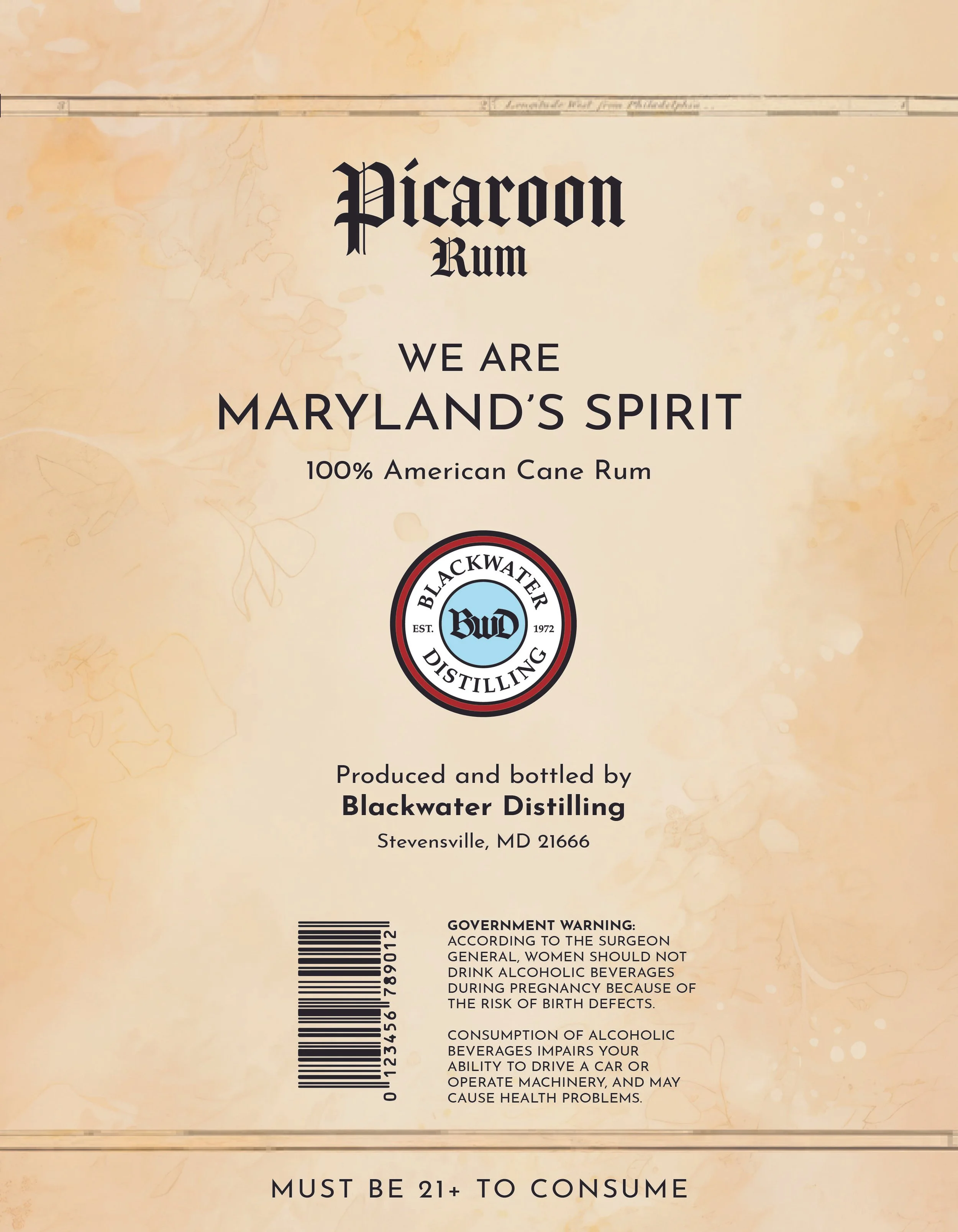 Picaroon Rum Label Back