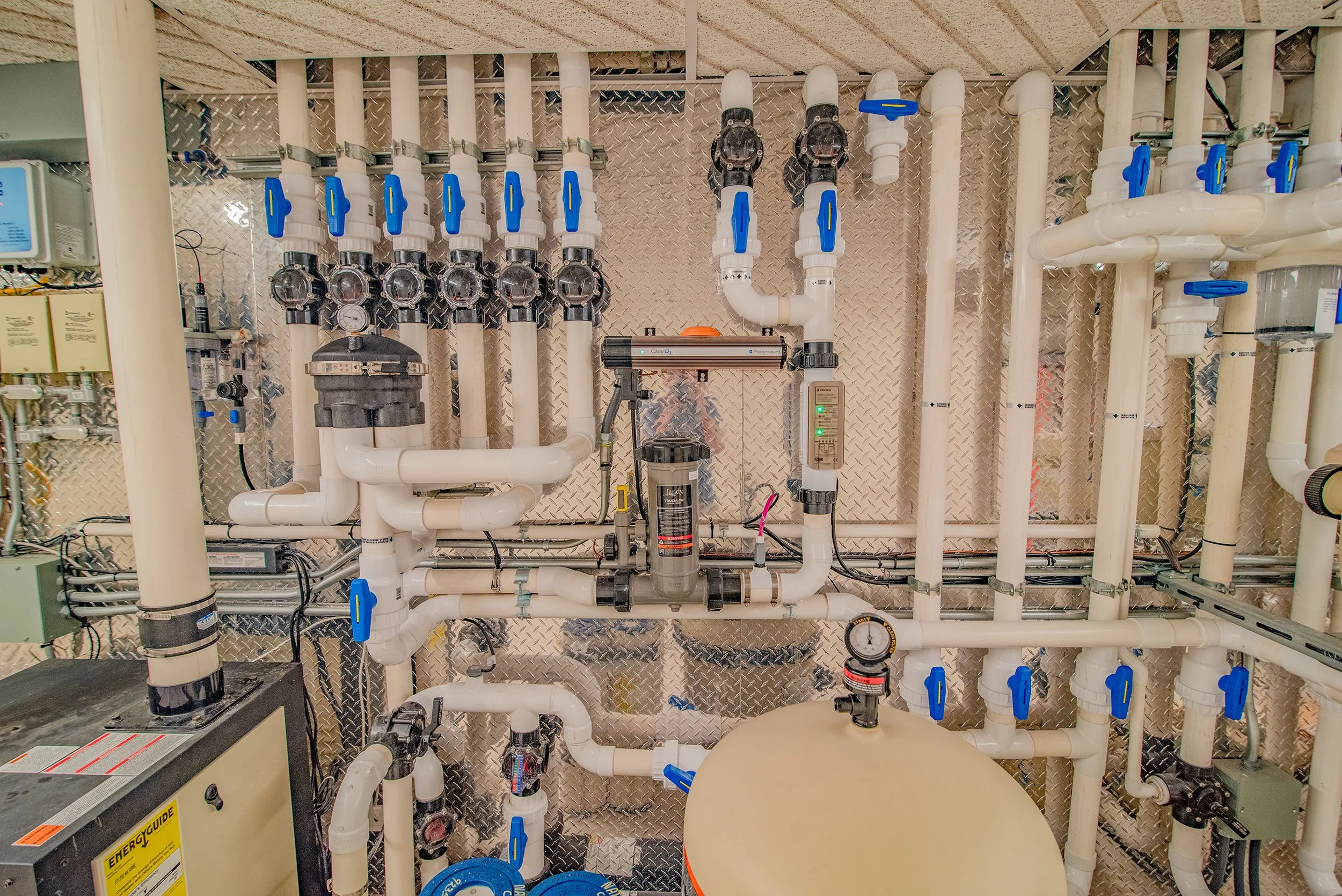 Barrington Pools superior plumbing and design showing the indoor pool mechanicals craftsmanship