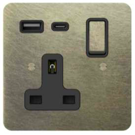 1 Gang 13A DP Switched USB Socket (Type A+C) Quick Charge Max 20W