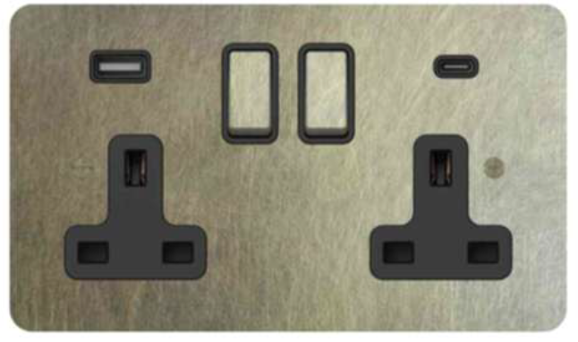 2 Gang 13A DP Switched USB Socket