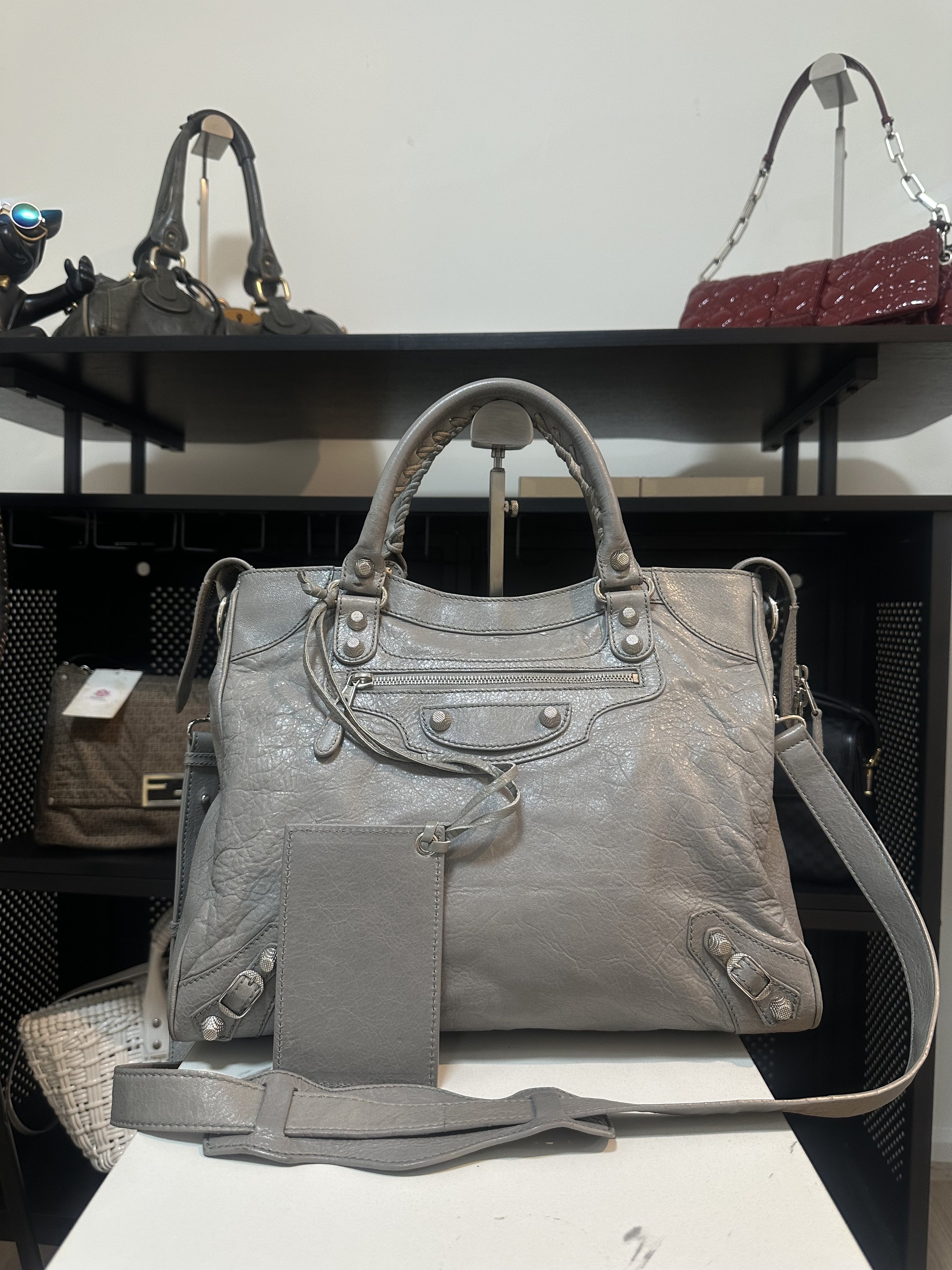 Balenciaga Grey Leather Velo City Bag