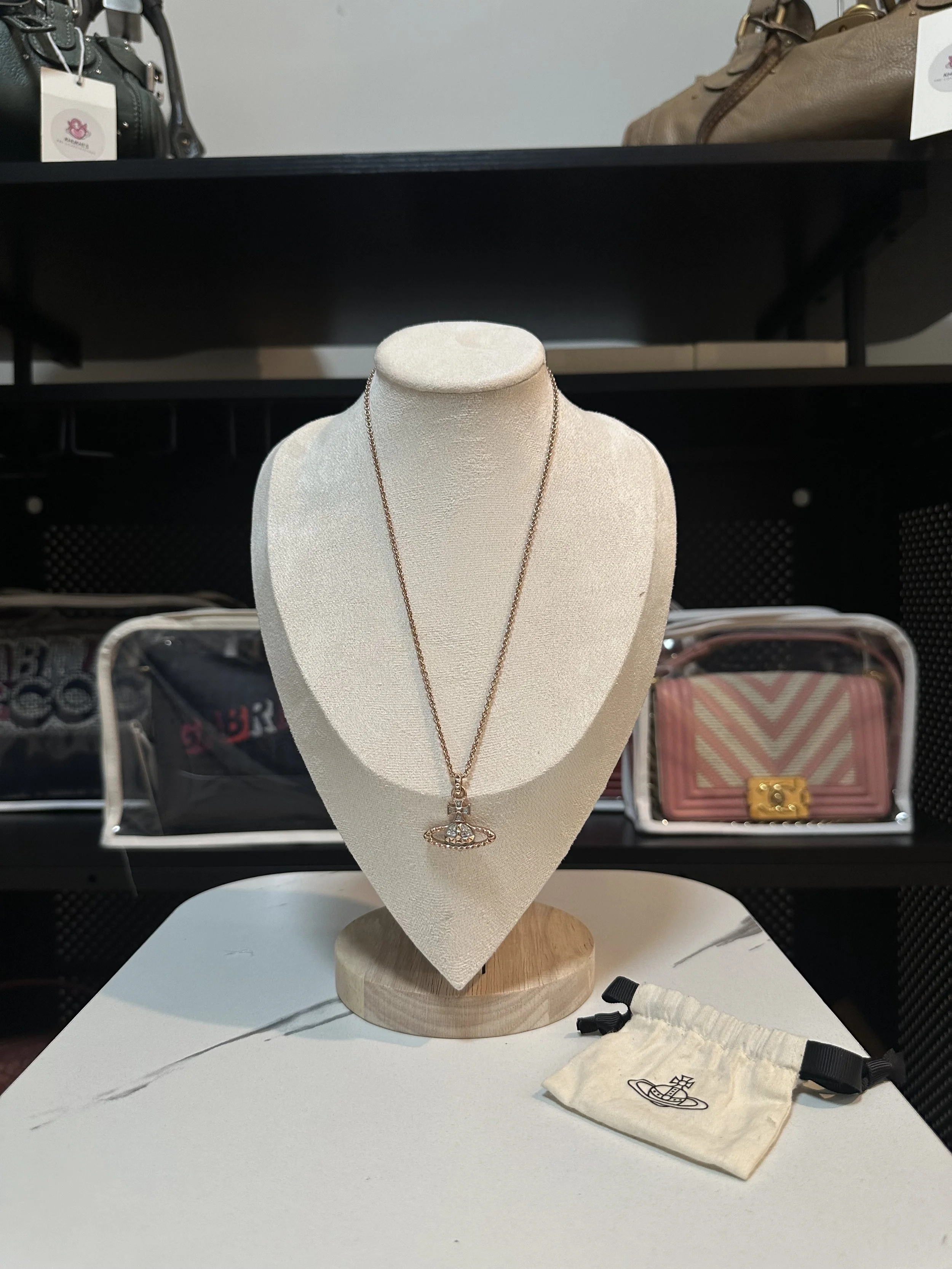 Vivienne Westwood Rose Gold Grace Bas Relief Pendant Necklace