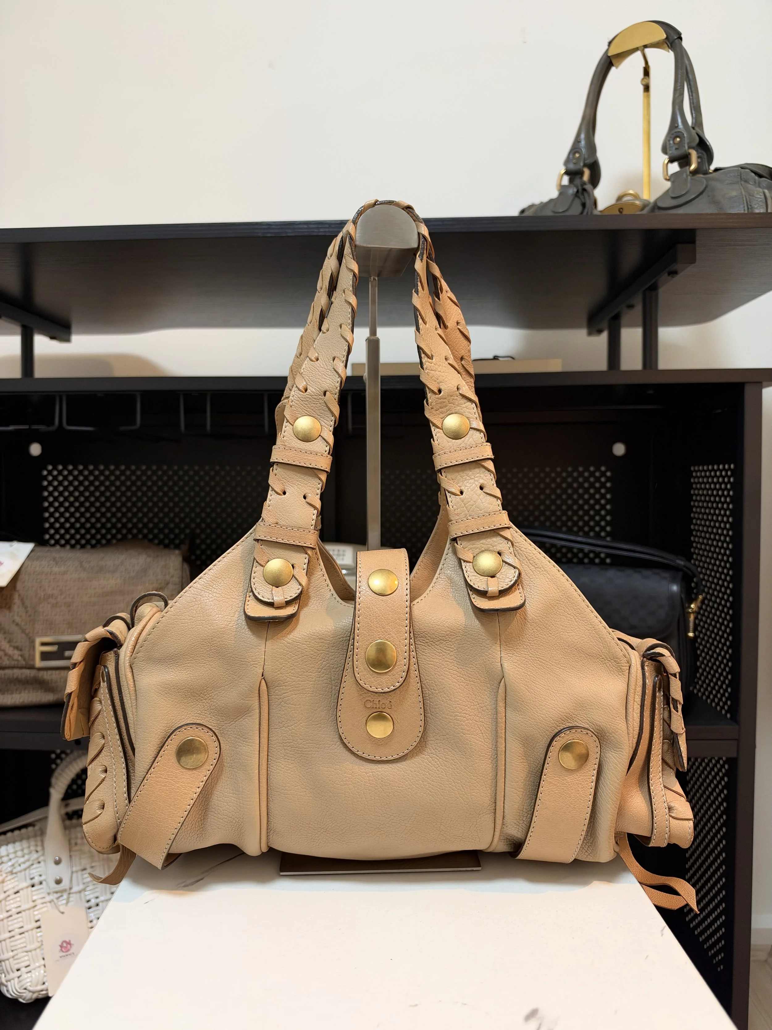 Chloe Pink Beige Leather Anniversary Classic Silverado Shoulder Bag