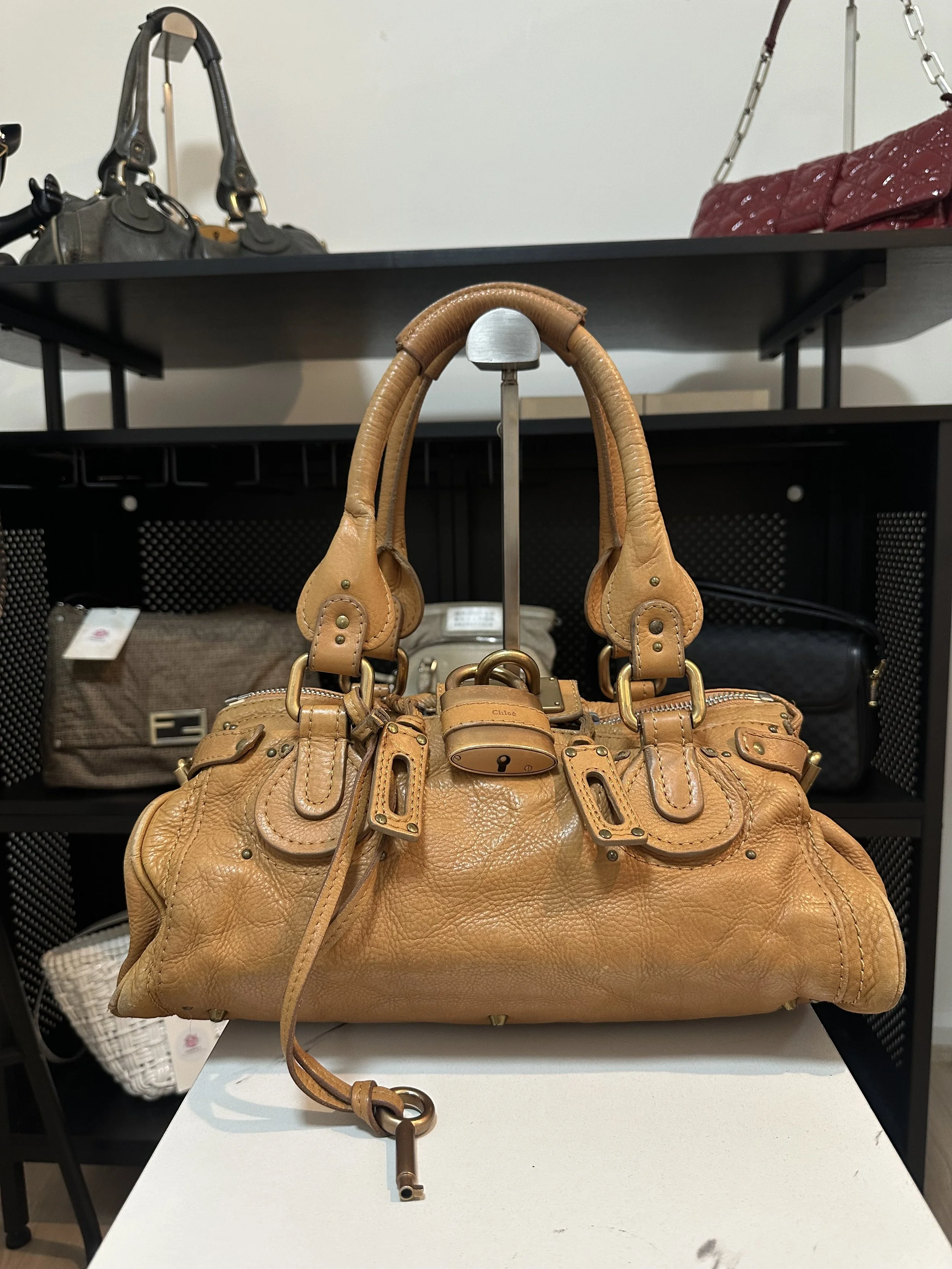 Chloe Paddington Tan Camel Leather Boston Bag