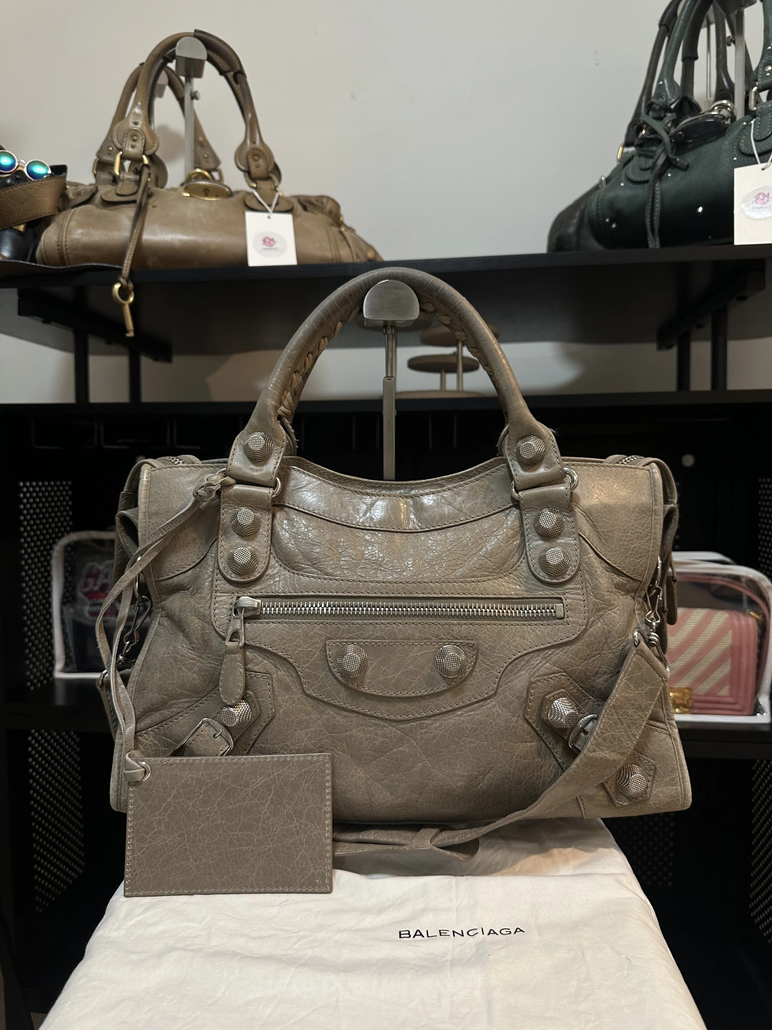 Balenciaga Grey Leather Giant SHW Large Le City Bag