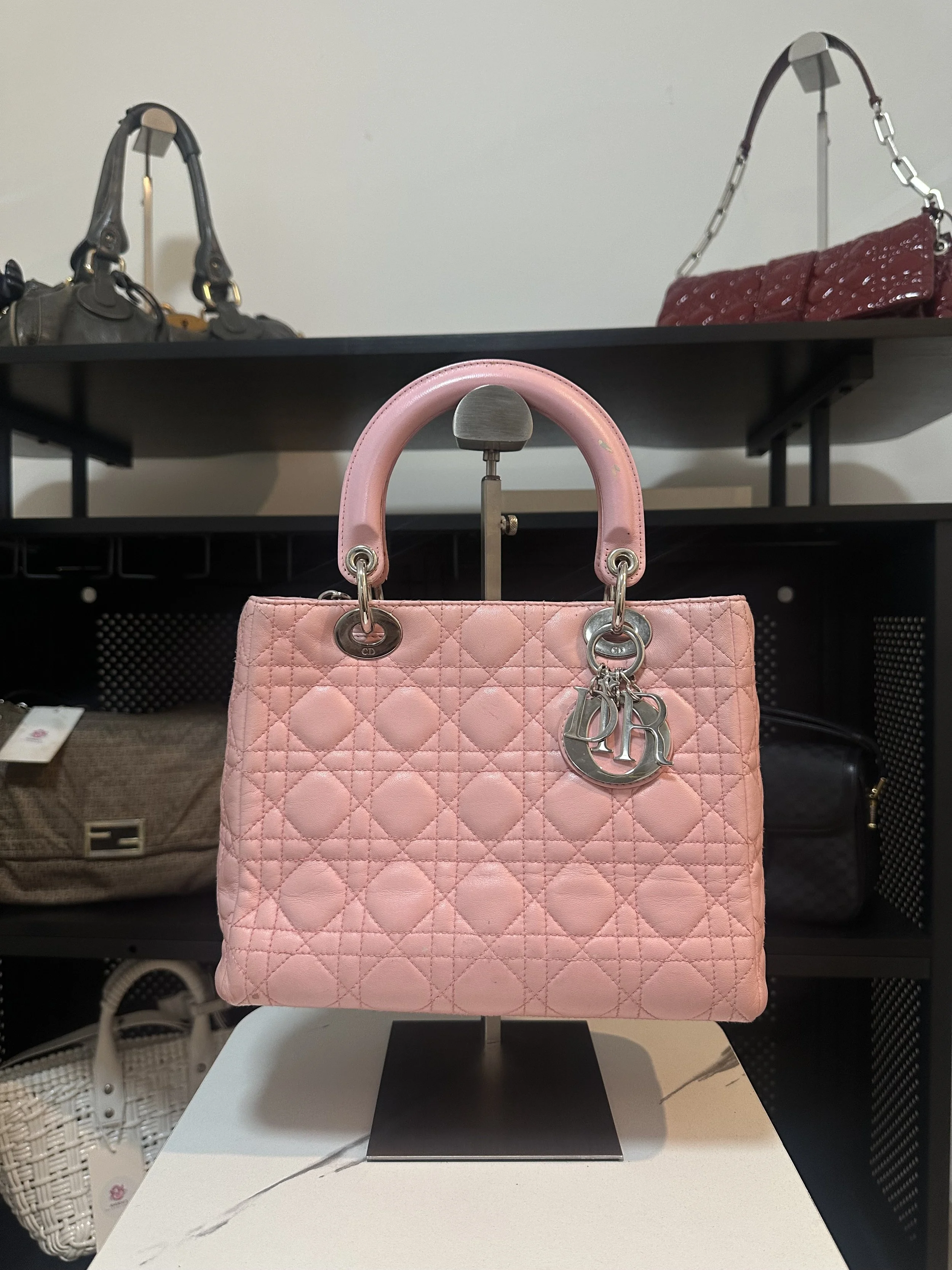 Christian Dior 'Lady Dior' Baby Pink Leather Handbag