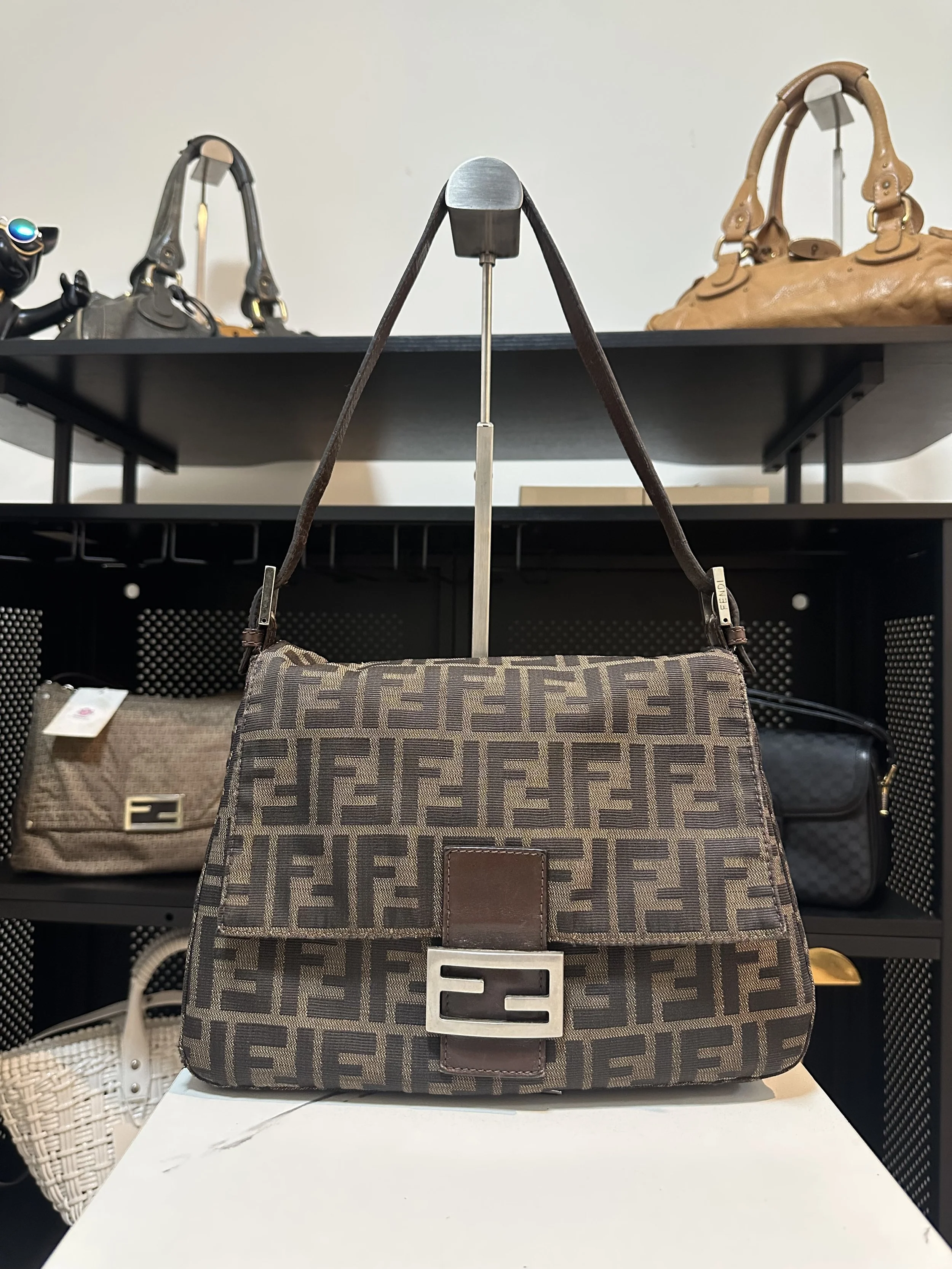 Fendi Brown Canvas Zucca Mamma Forever Shoulder Bag