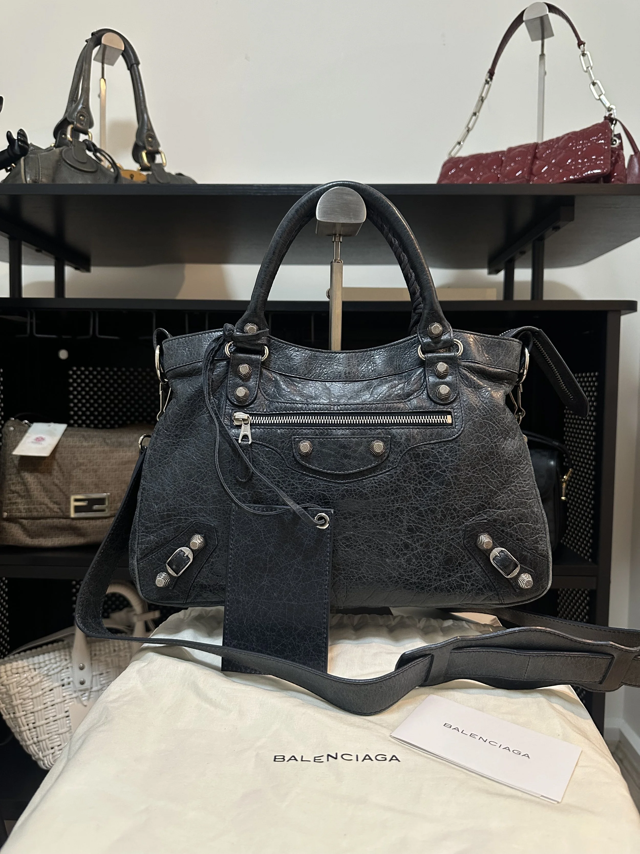 Balenciaga Dark Navy Leather Giant 12 The Town City Bag