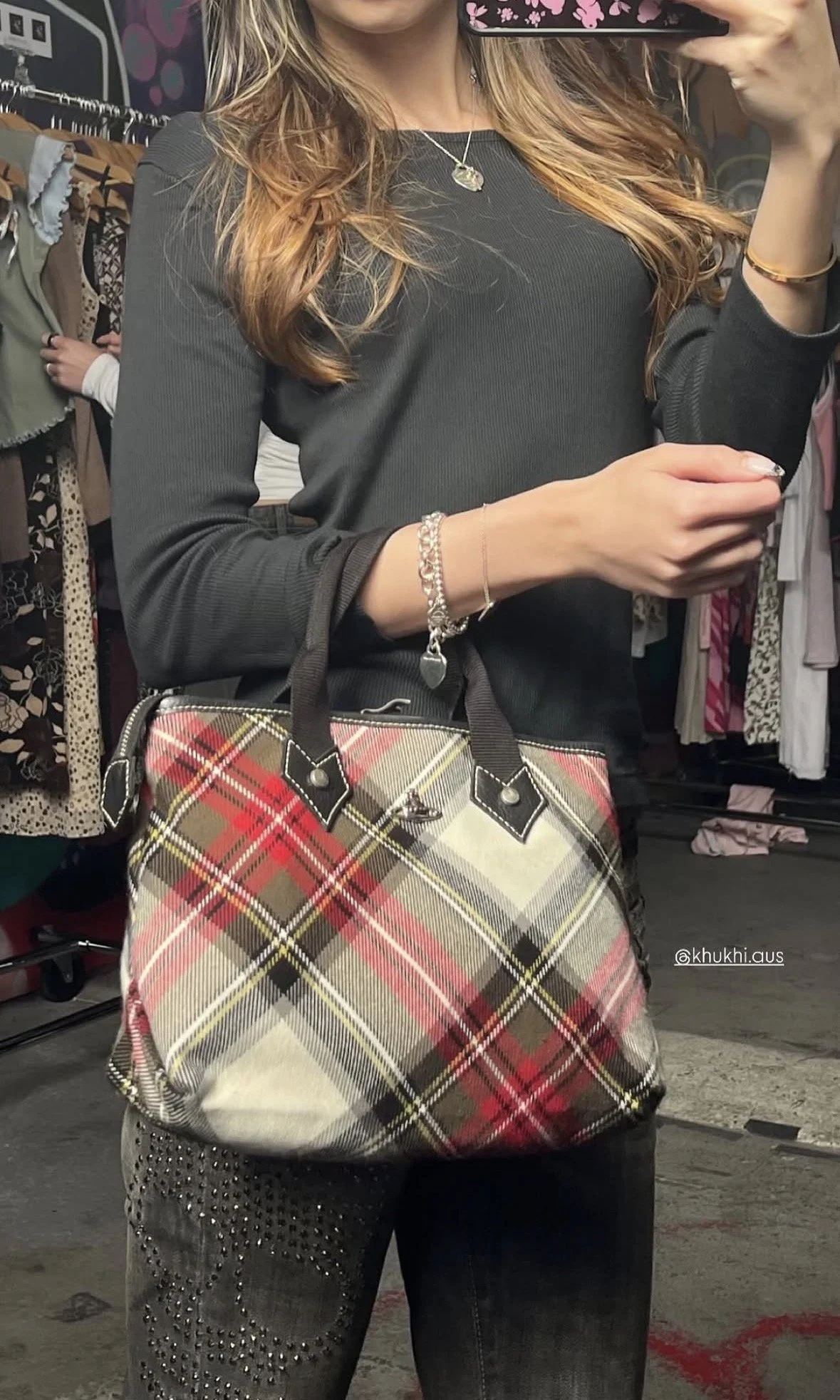 Vivienne Westwood Multicoloured Tartan Derby Handbag