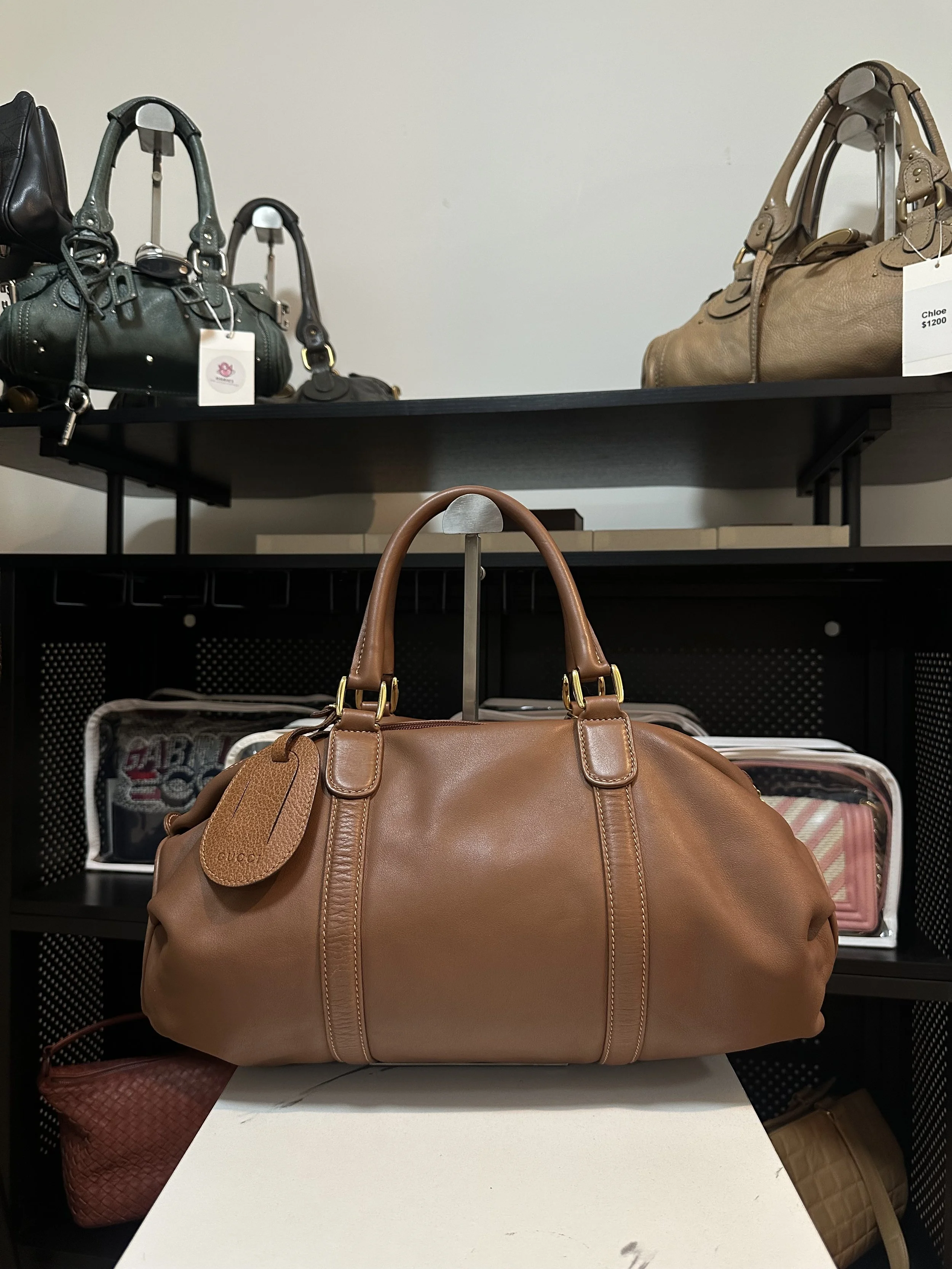 Gucci Brown Leather Candy Shape Boston Bag