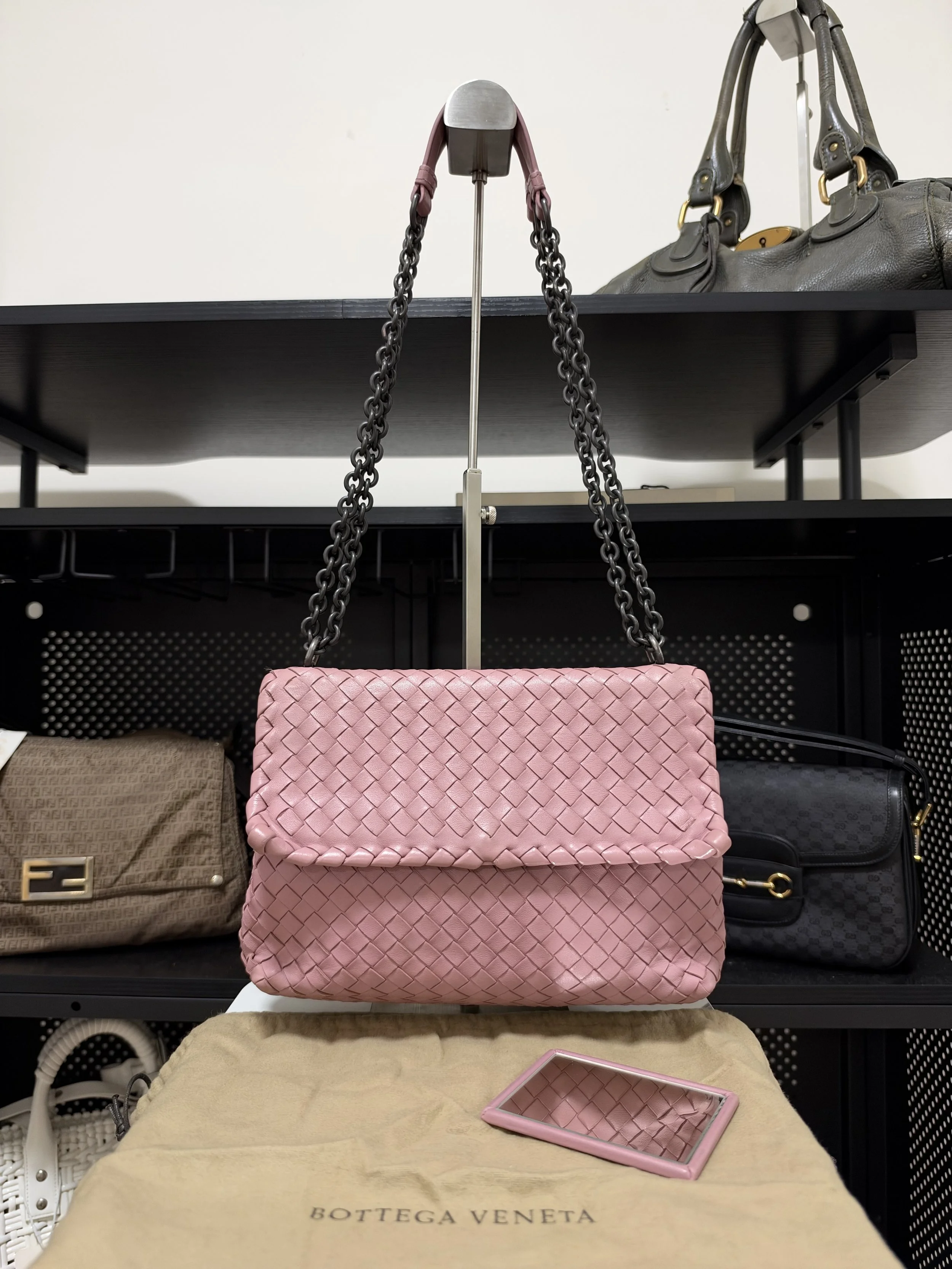 Bottega Veneta Pink Leather Olimpia Shoulder Bag