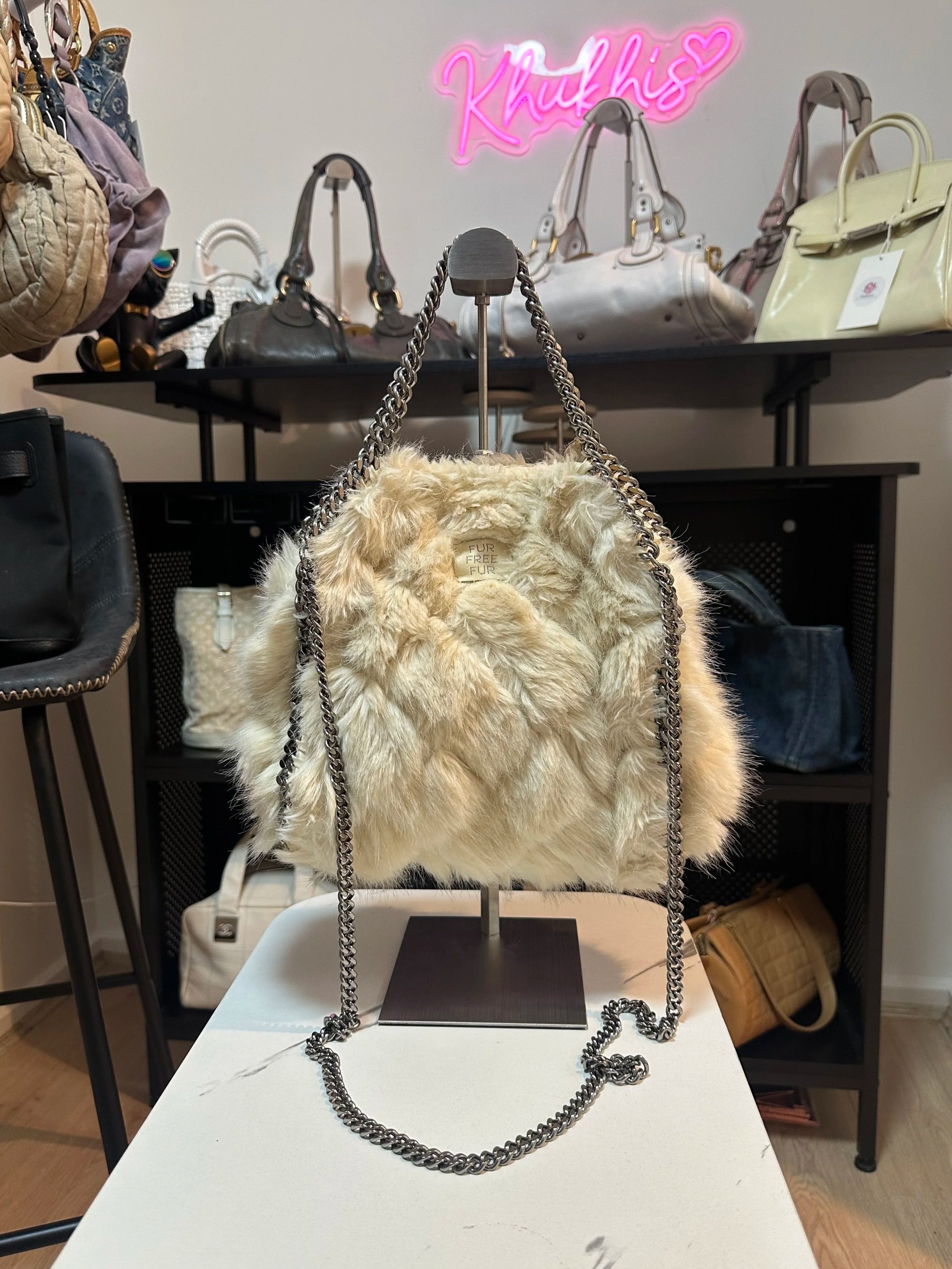 Stella McCartney Faux Fur Falabella Fold Over Tote