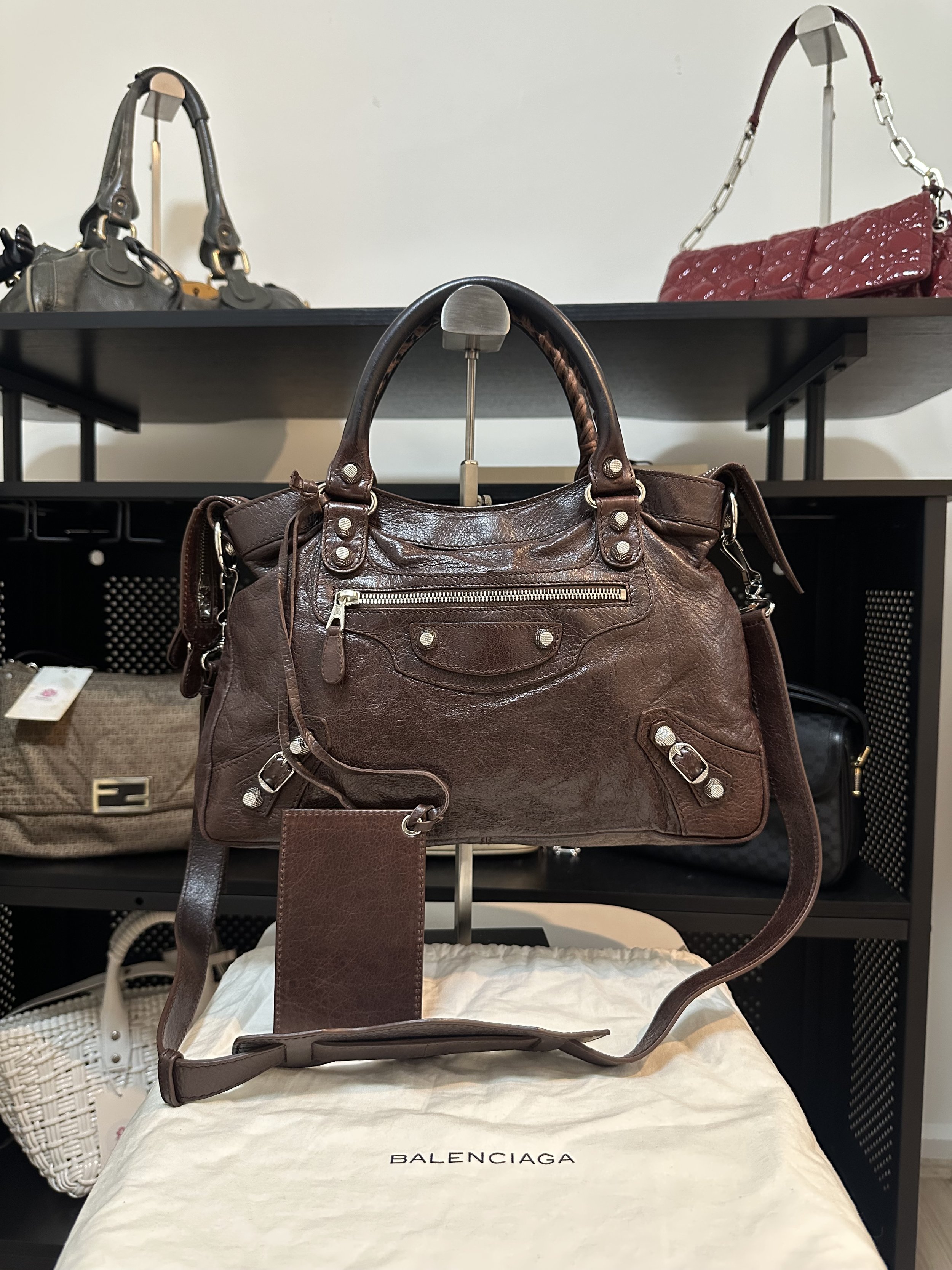 Balenciaga Chocolate Brown Leather 'The Town' City Bag
