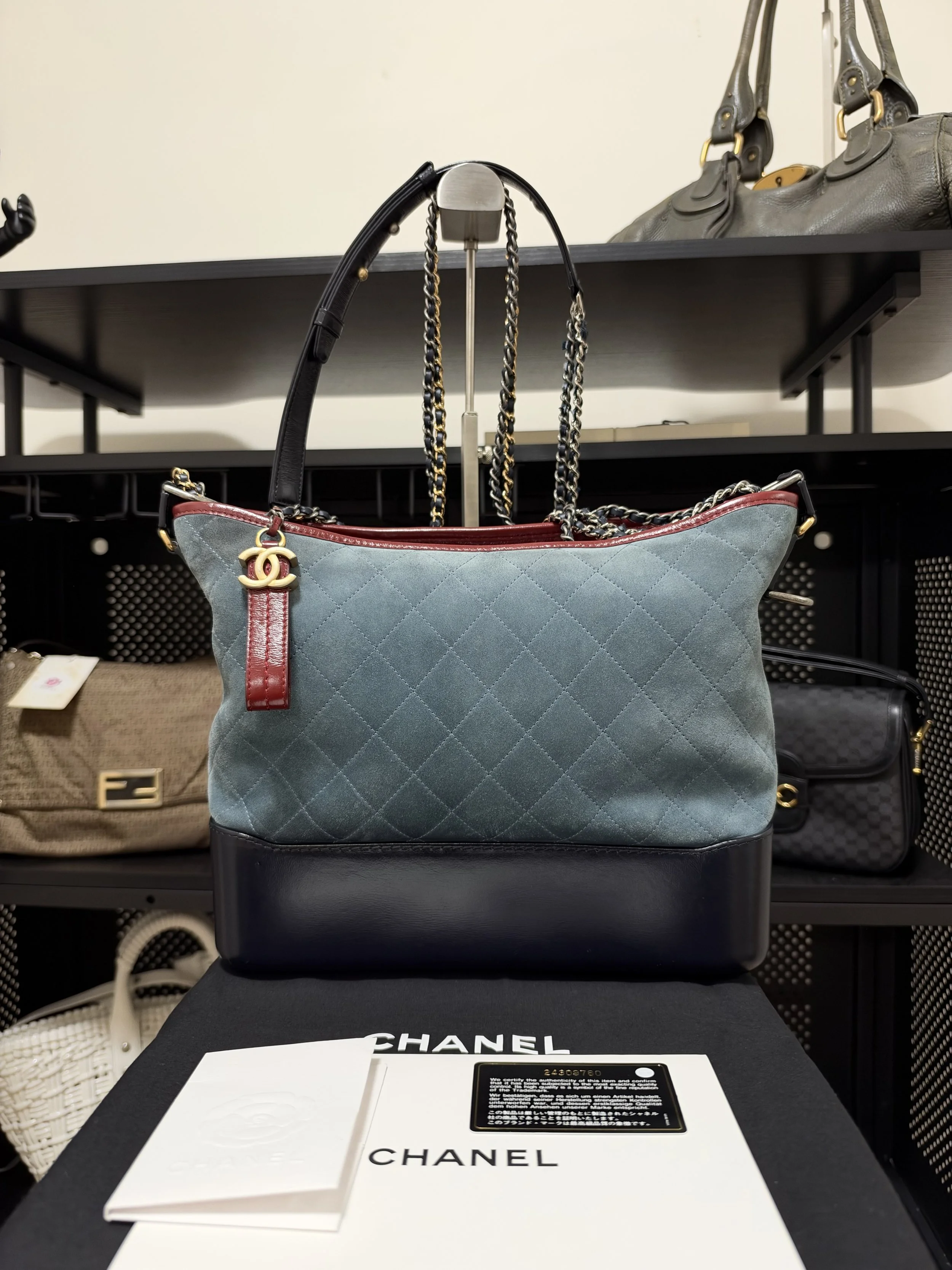 Chanel Blue Suede Gabrielle Large Hobo Bag