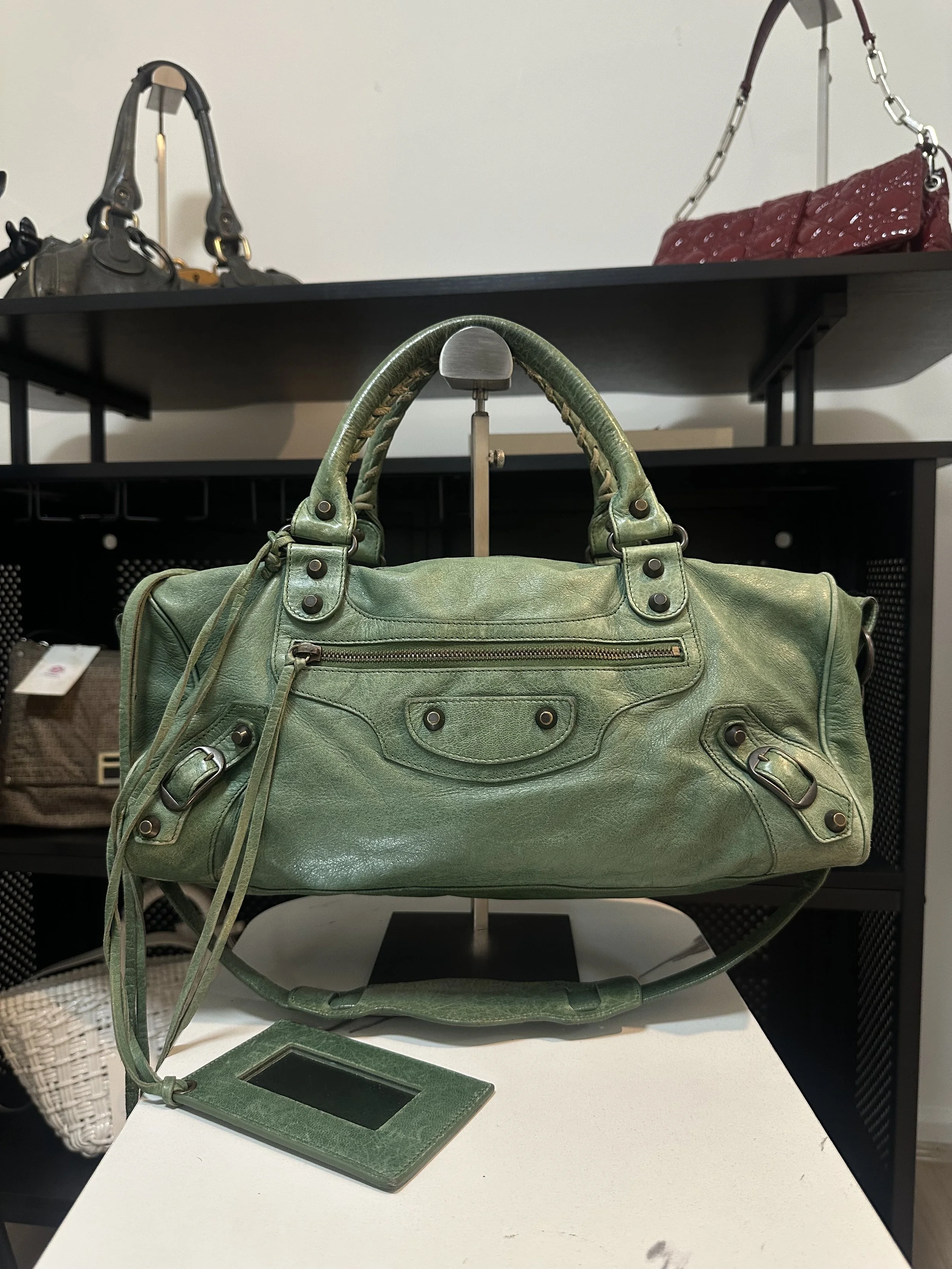 Balenciaga Green Leather Twiggy City Bag
