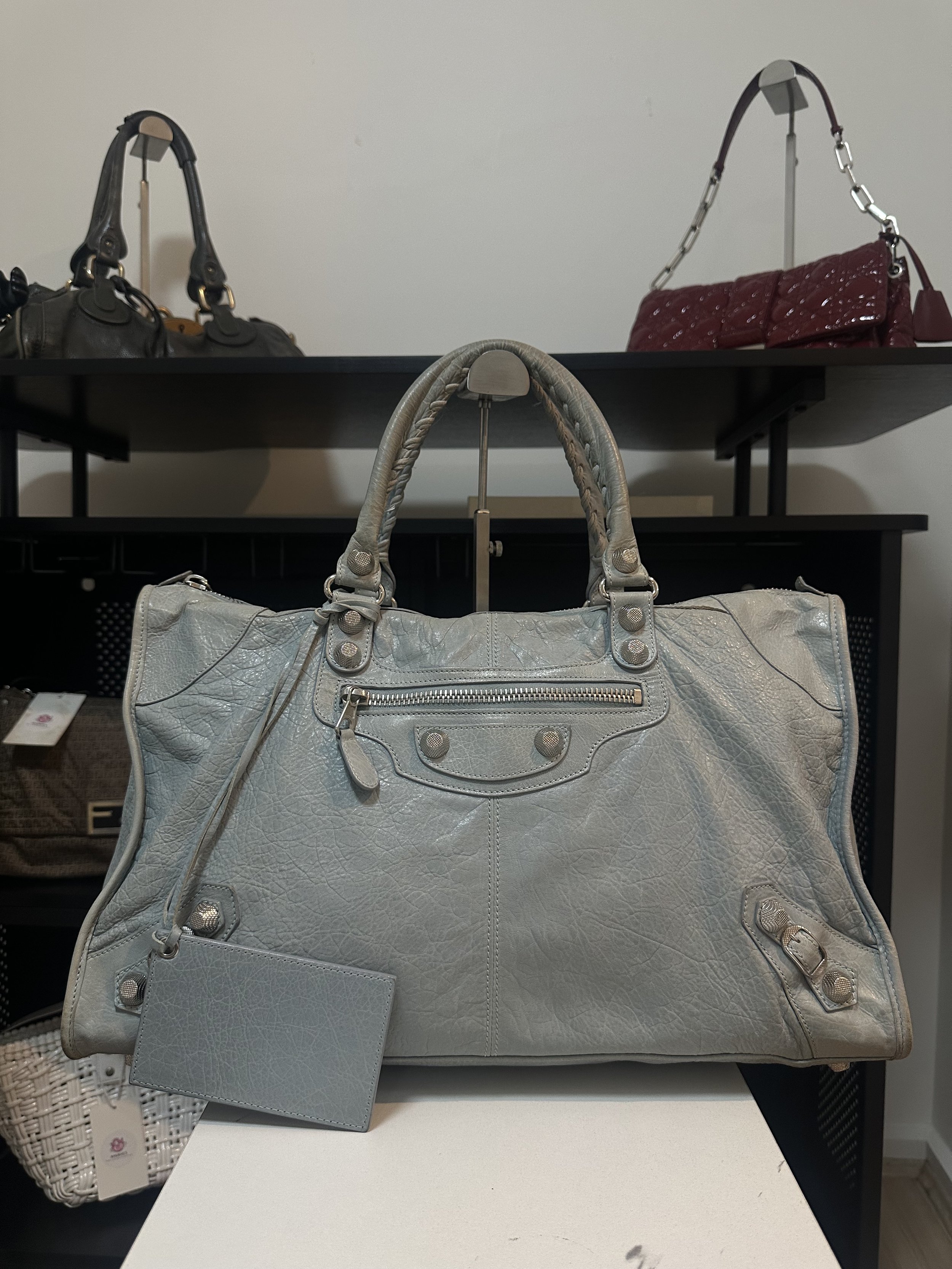 Balenciaga Icy Blue Leather Giant 21 Work Travel City Bag