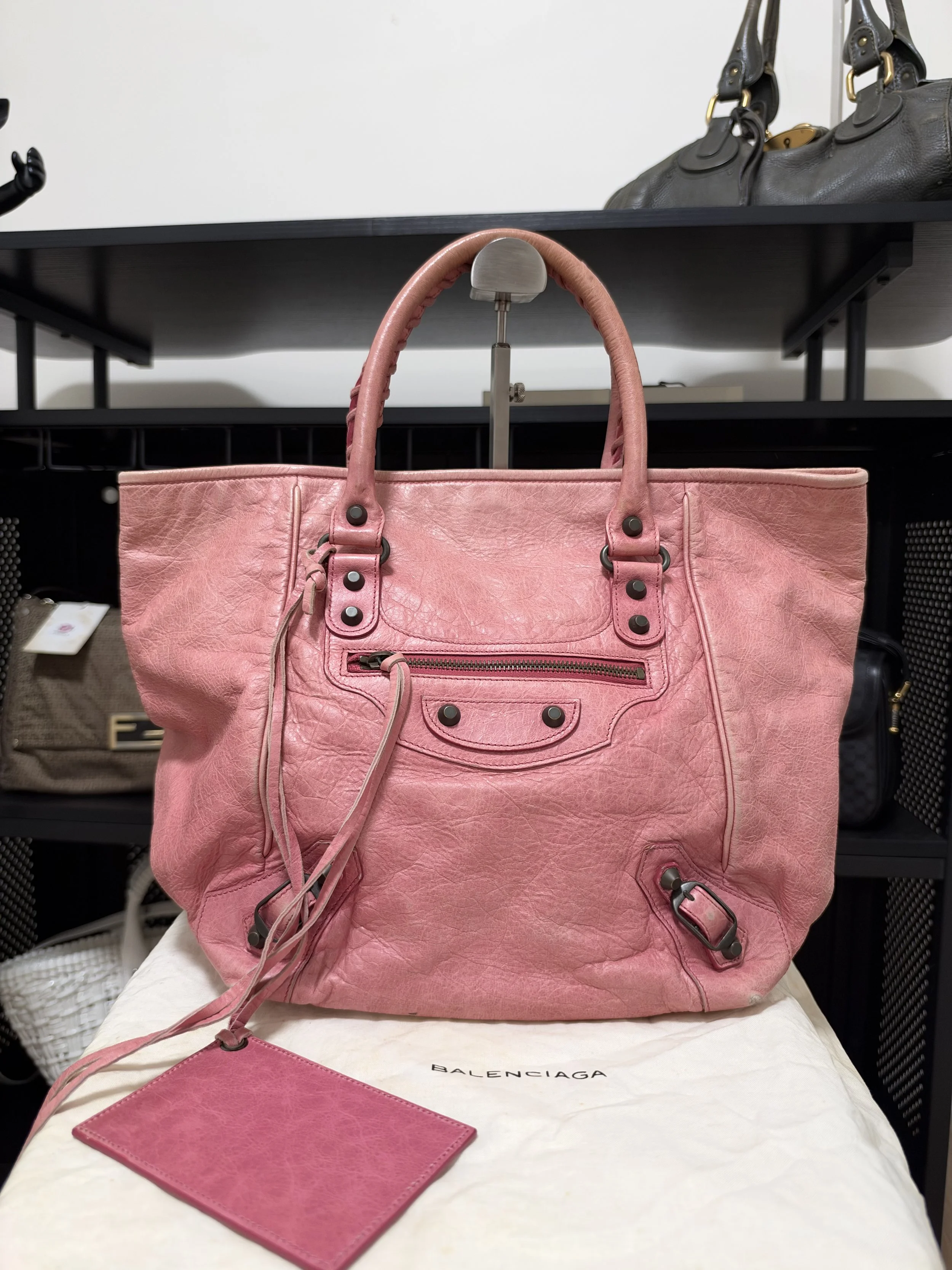 Balenciaga Pink Leather Classic Sunday Tote