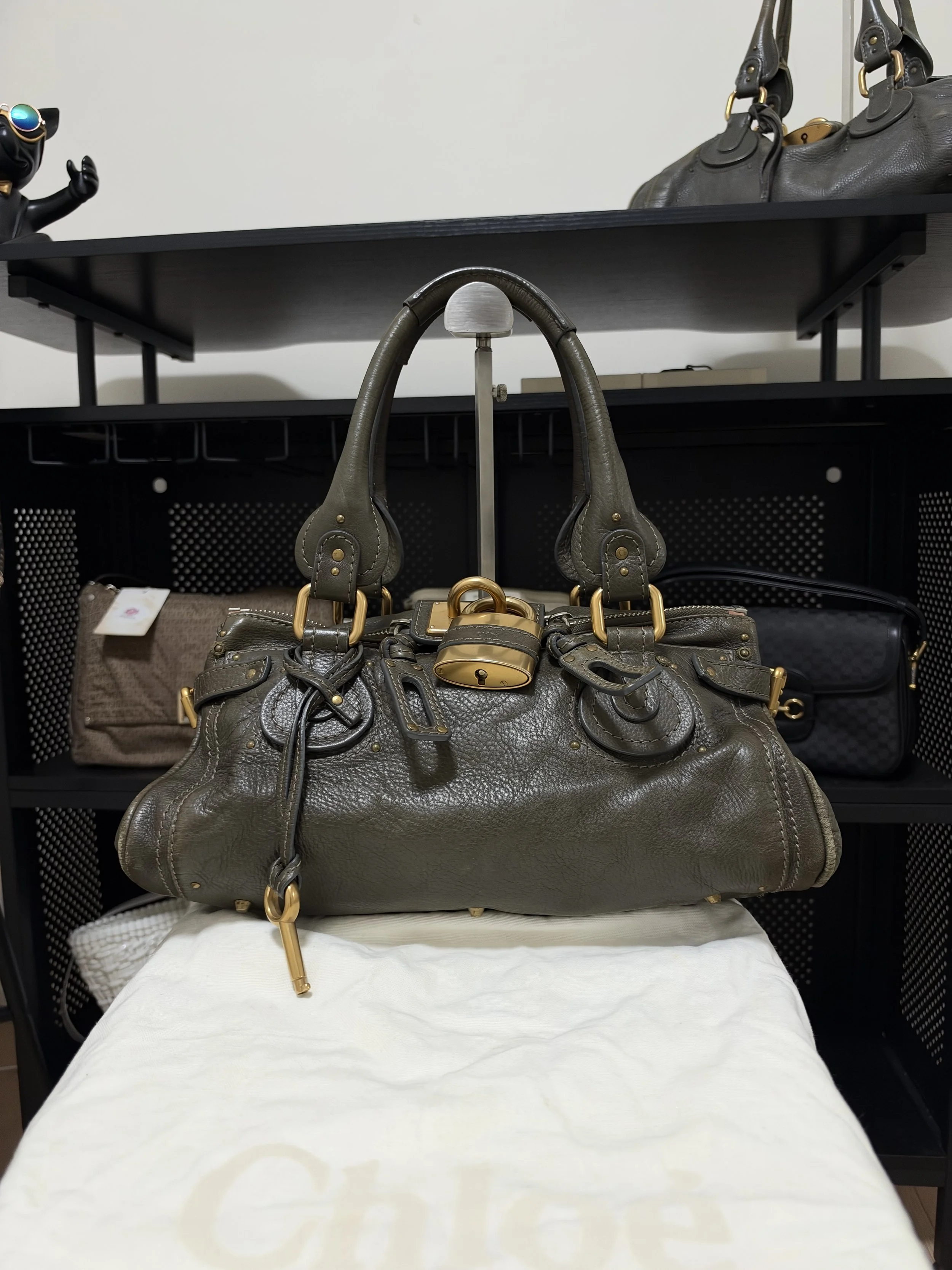 Chloé Paddington Dark Green Leather Boston Bag